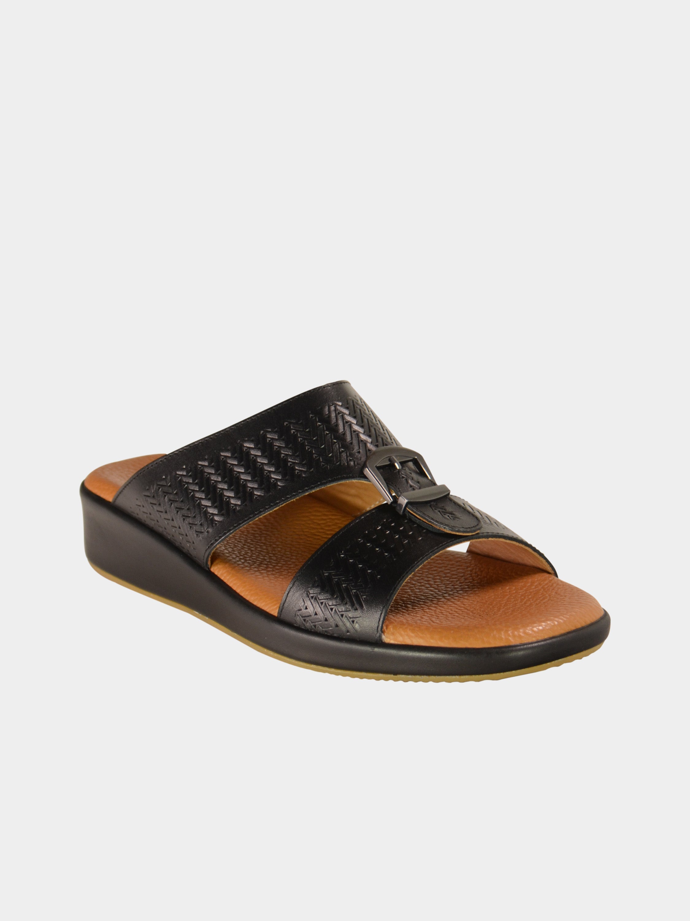 Barjeel Uno BGT-09 Men's Arabic Sandals #color_Black
