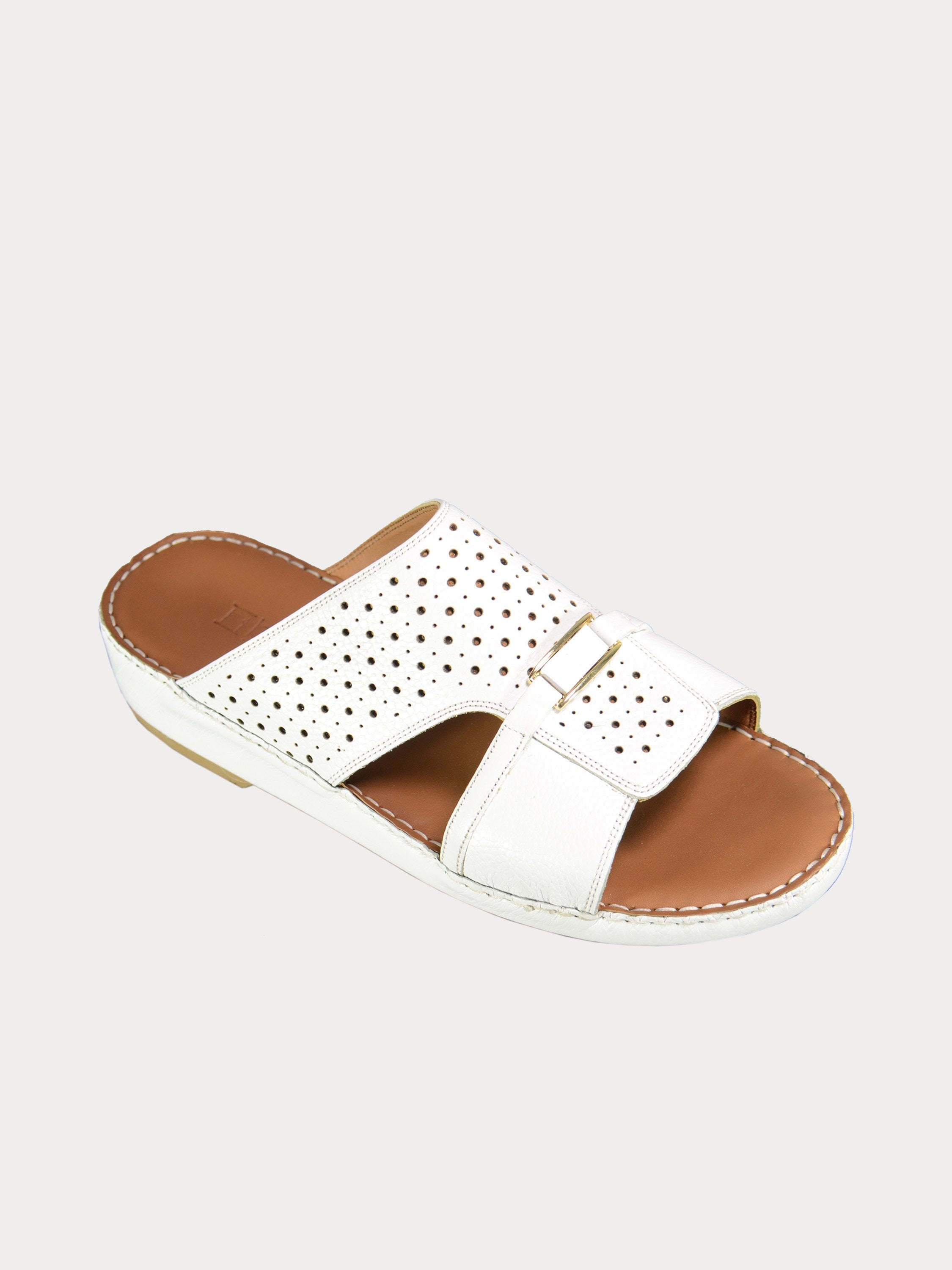 Barjeel Uno Perforated Detail Arabic Sandals #color_White