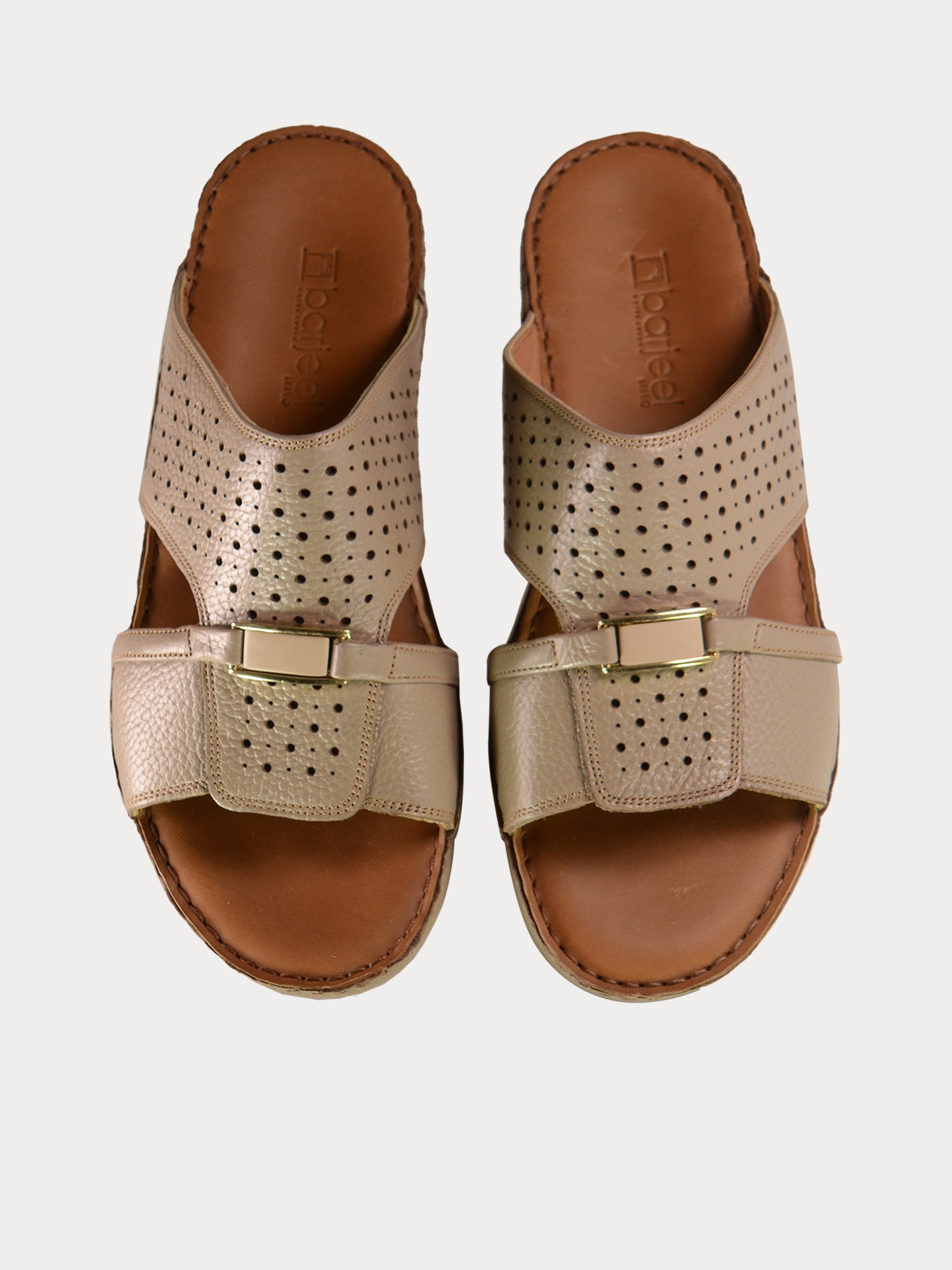 Barjeel Uno Perforated Detail Arabic Sandals #color_Green
