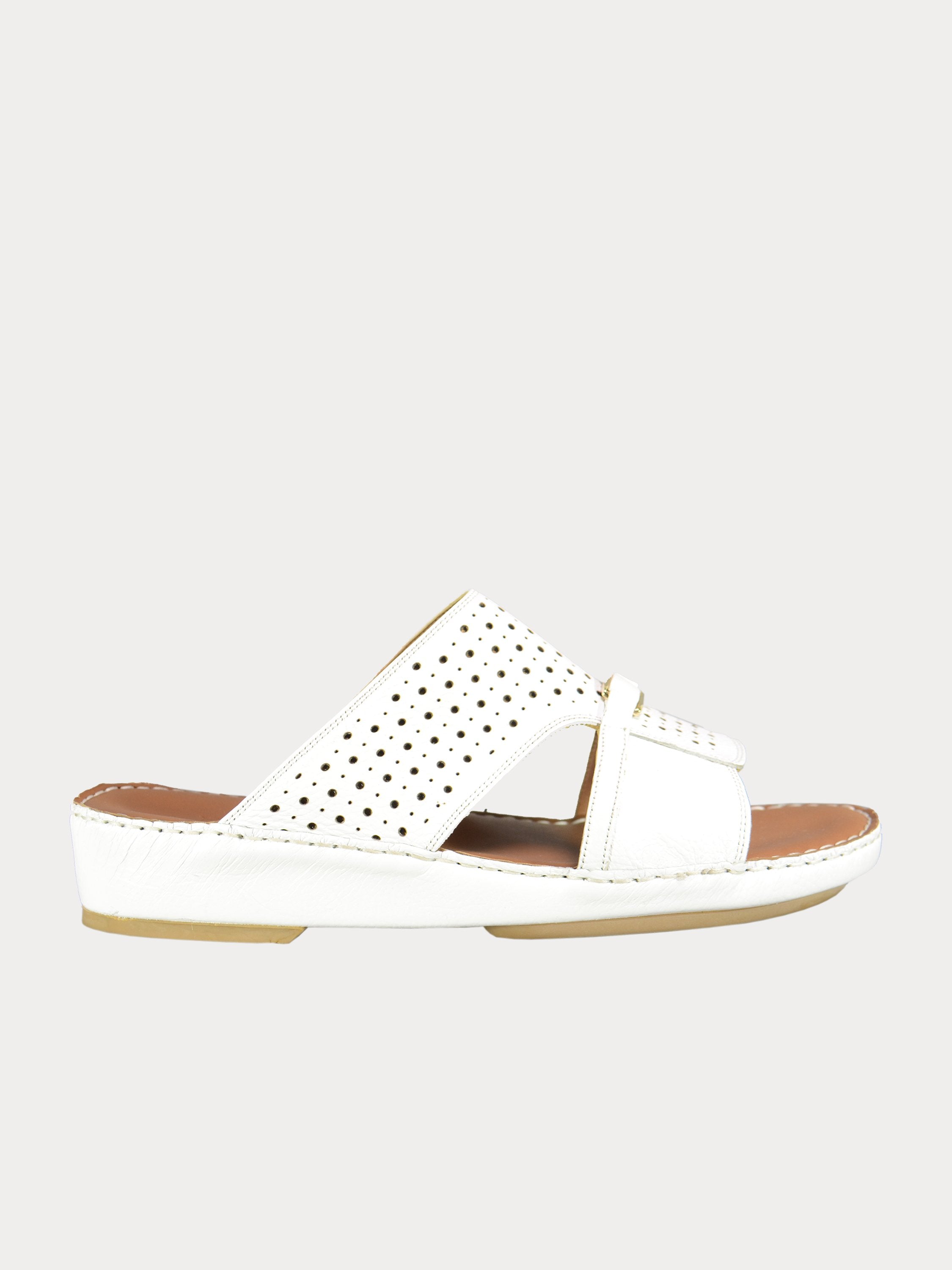 Barjeel Uno Perforated Detail Arabic Sandals #color_White