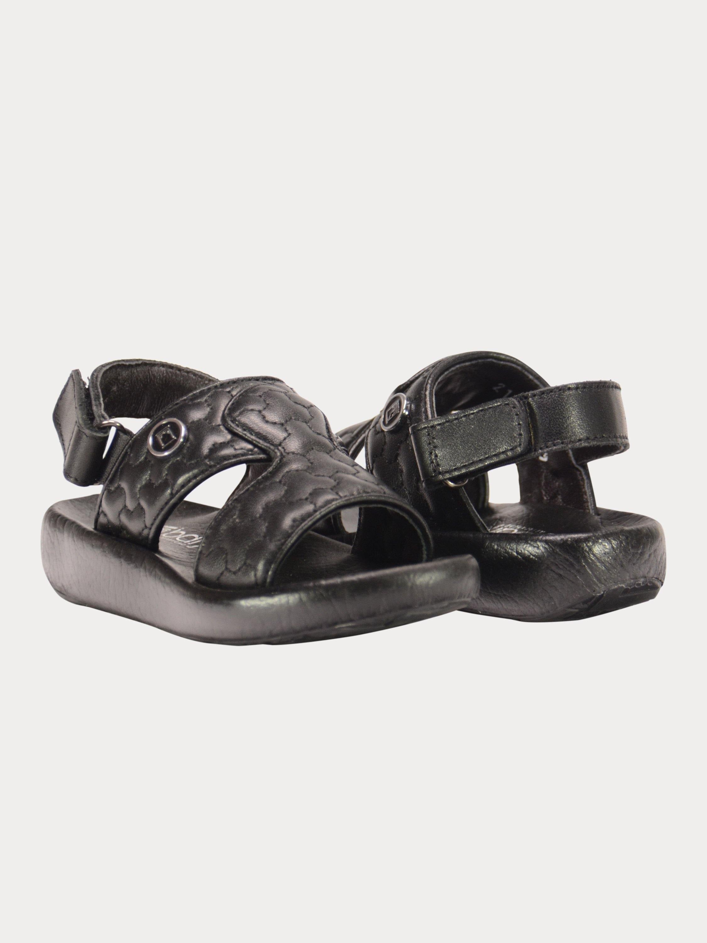 Barjeel Uno 2192010 Quilted Strap Arabic Leather Sandals #color_Black