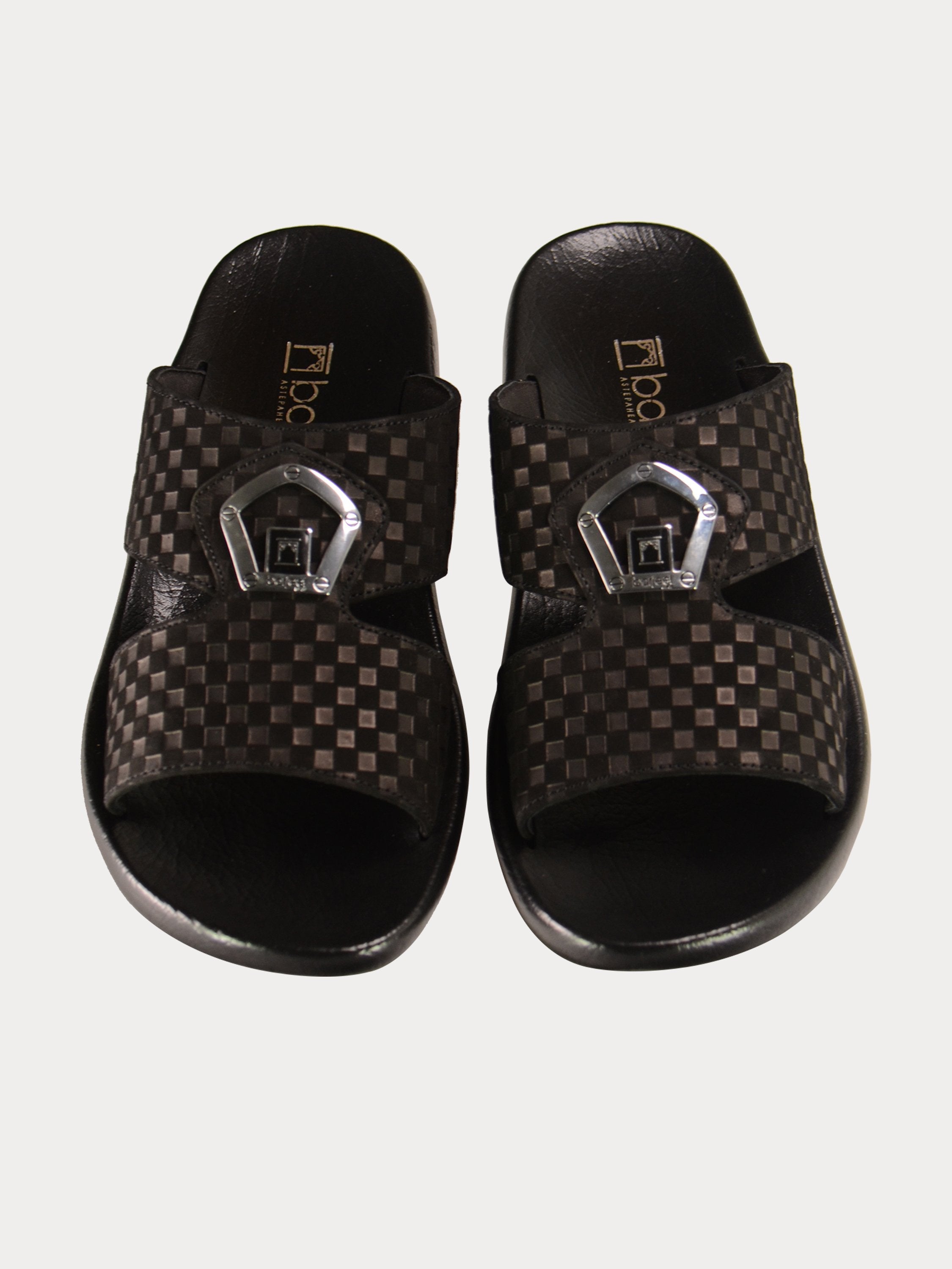 Barjeel Uno 1190620 Suede Pentagon Logo Arabic Sandals #color_Black