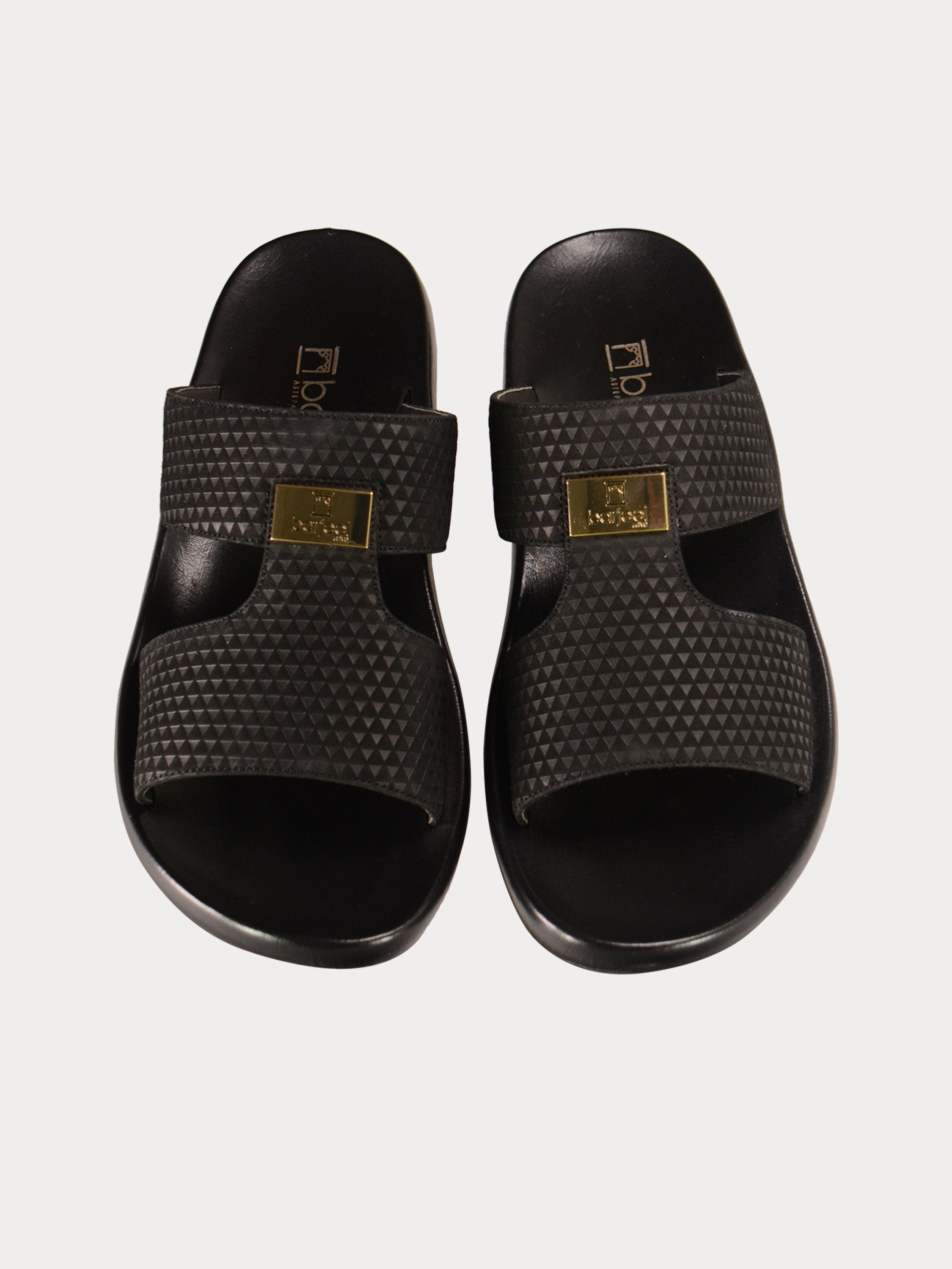 Barjeel Uno 0190520 Textured Suede Arabic Sandals #color_Black
