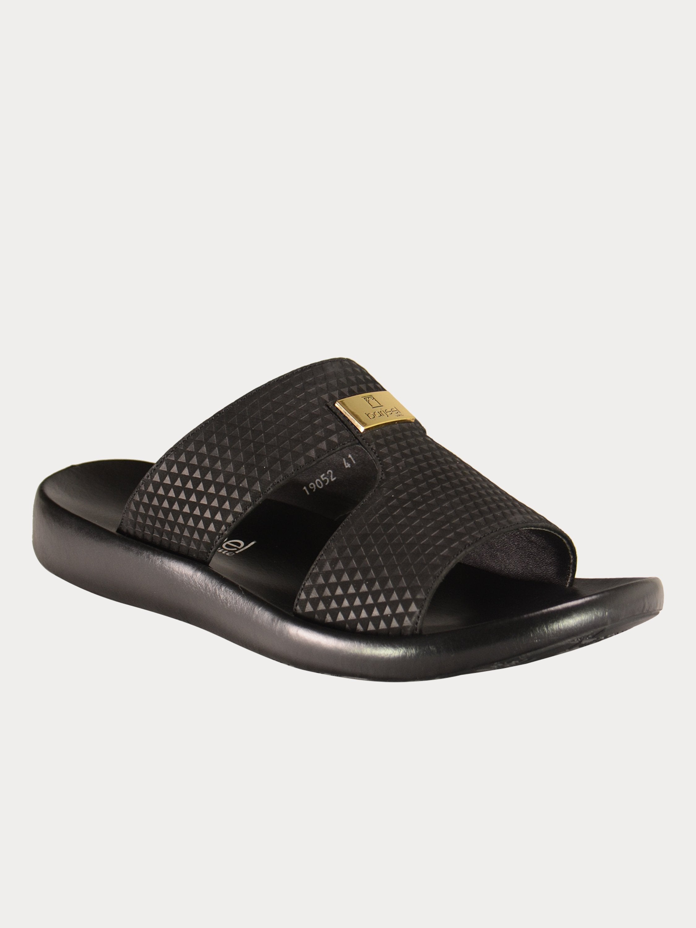 Barjeel Uno 0190520 Textured Suede Arabic Sandals #color_Black