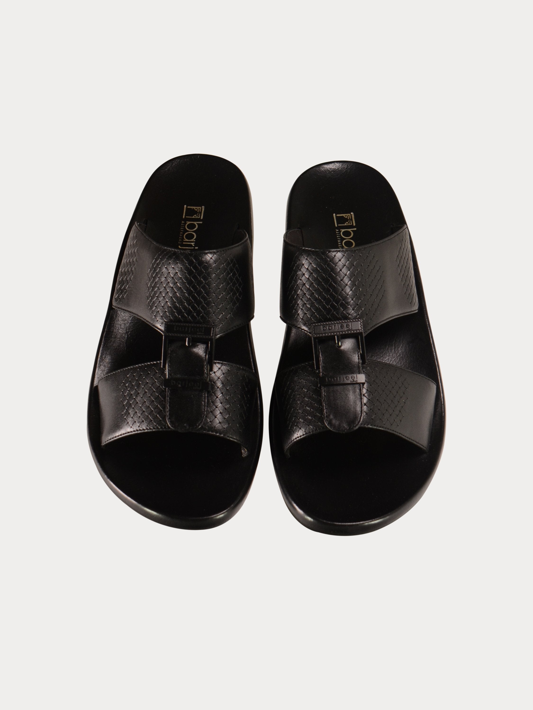 Barjeel Uno A197001 Weave Detailed Arabic Leather Sandals #color_Black