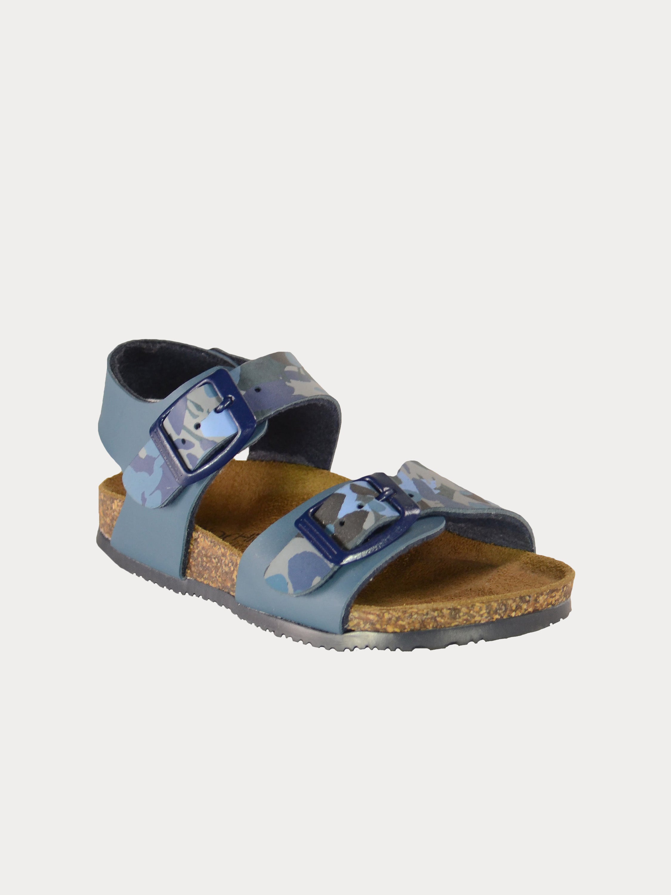 Biochic Boys Back Strap Sandals in Green Leather #color_Blue