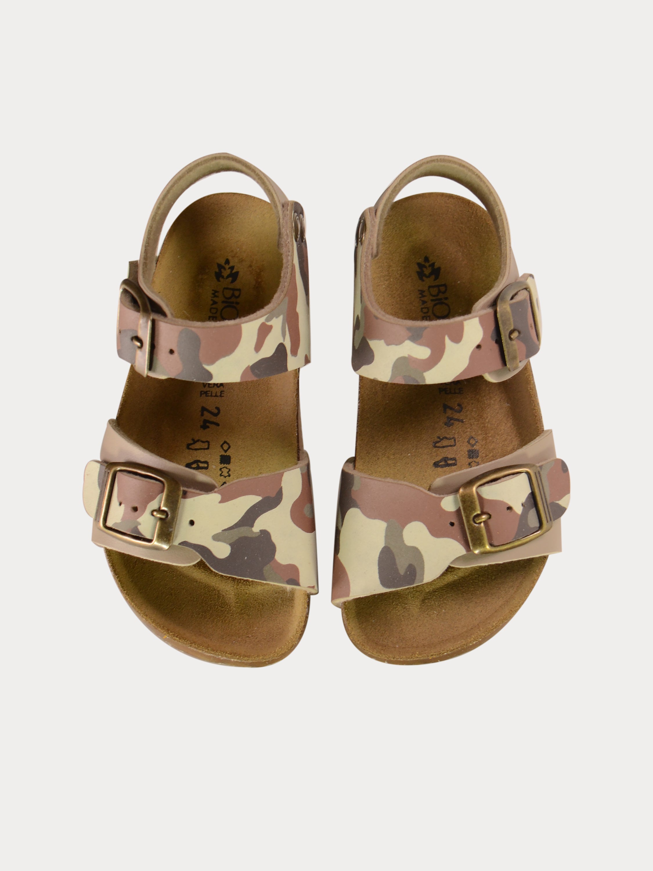 Biochic Boys Back Strap Sandals in Green Leather #color_Green