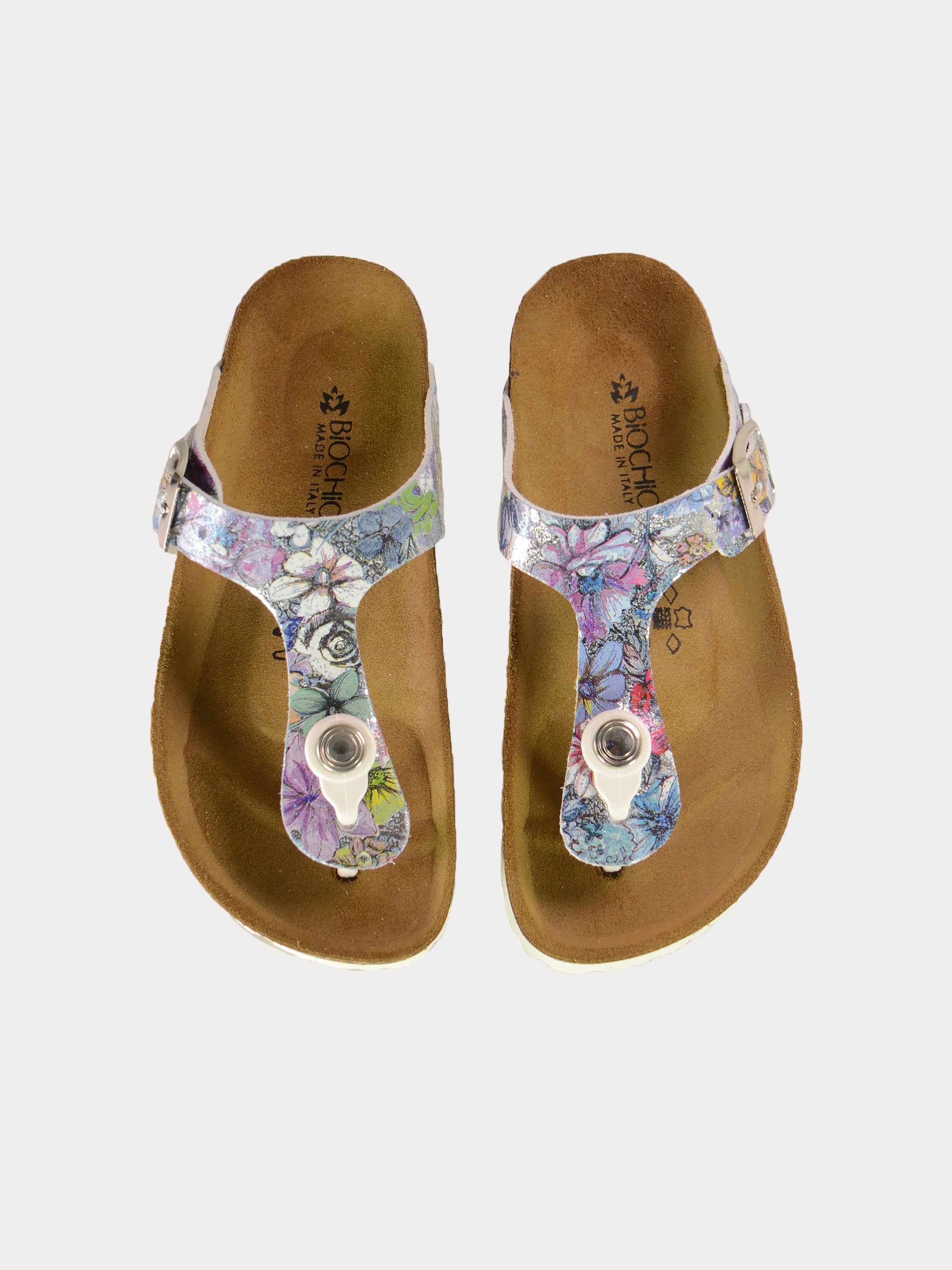 Biochic Girls Floral Toe Flat Sandals #color_White
