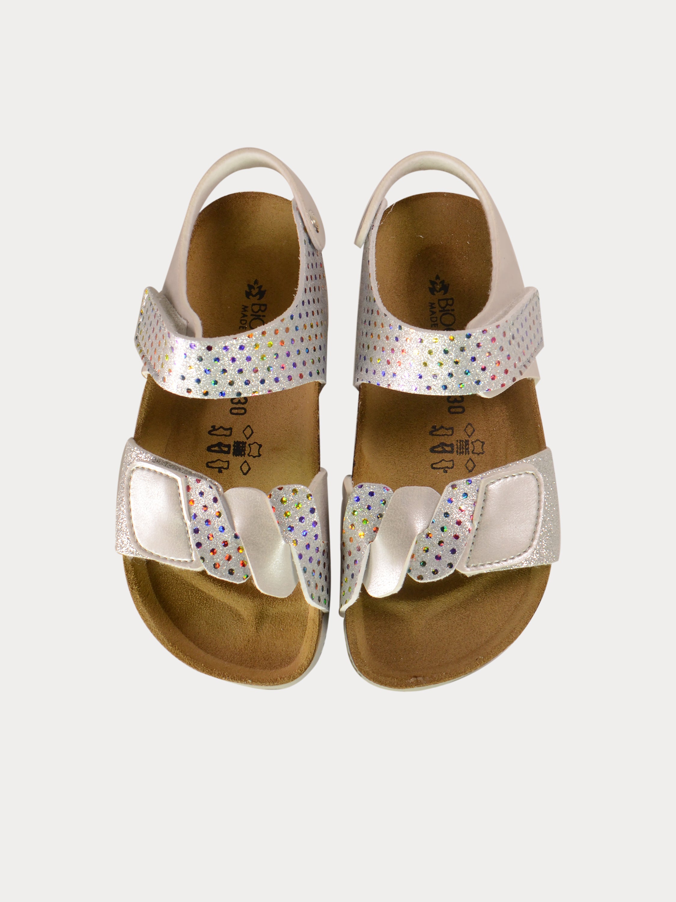 Biochic Girls Shiny Silver Back Strap Sandals #color_Silver