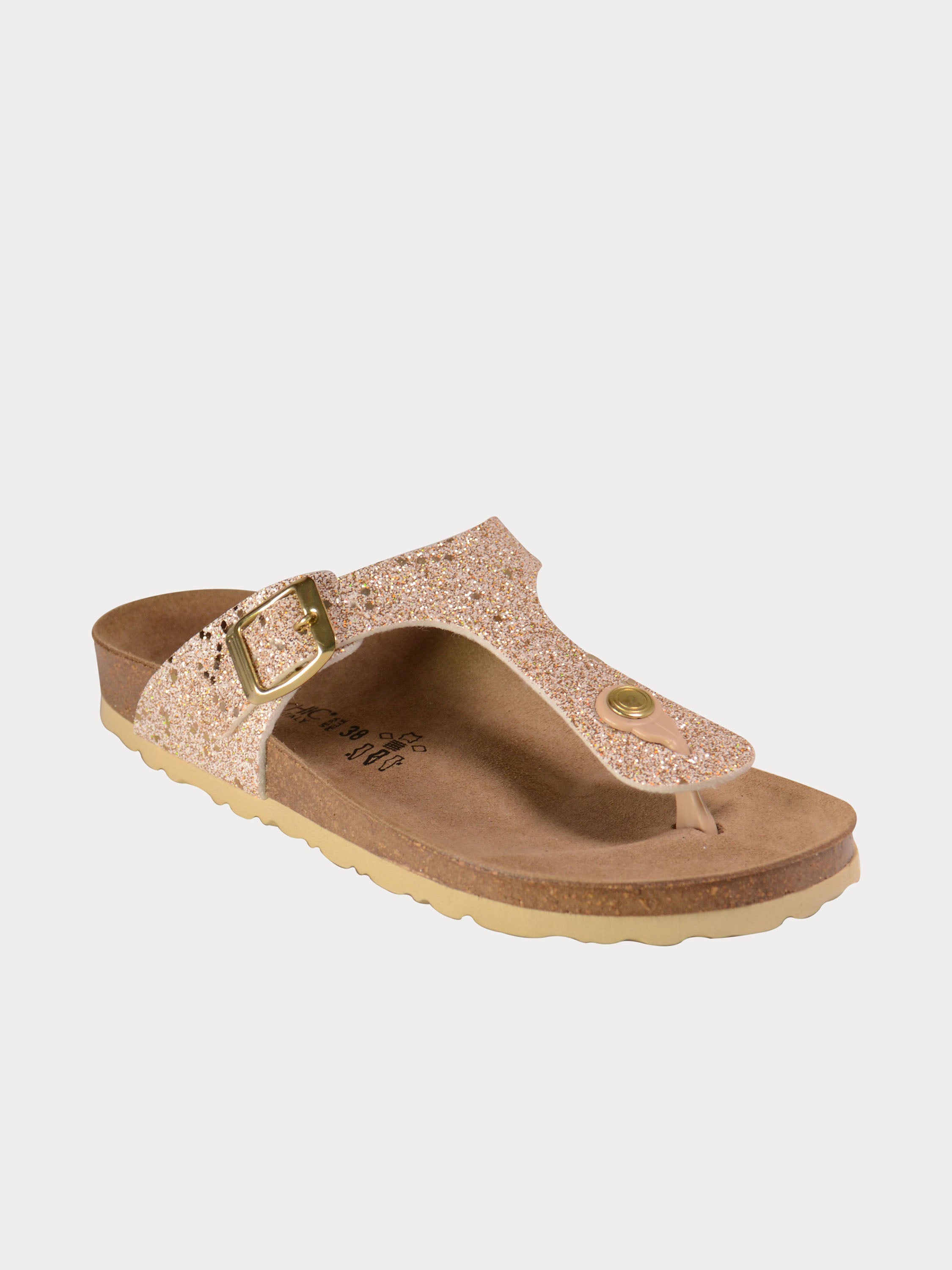 Biochic Women Shimmery Flat Sandals #color_Gold