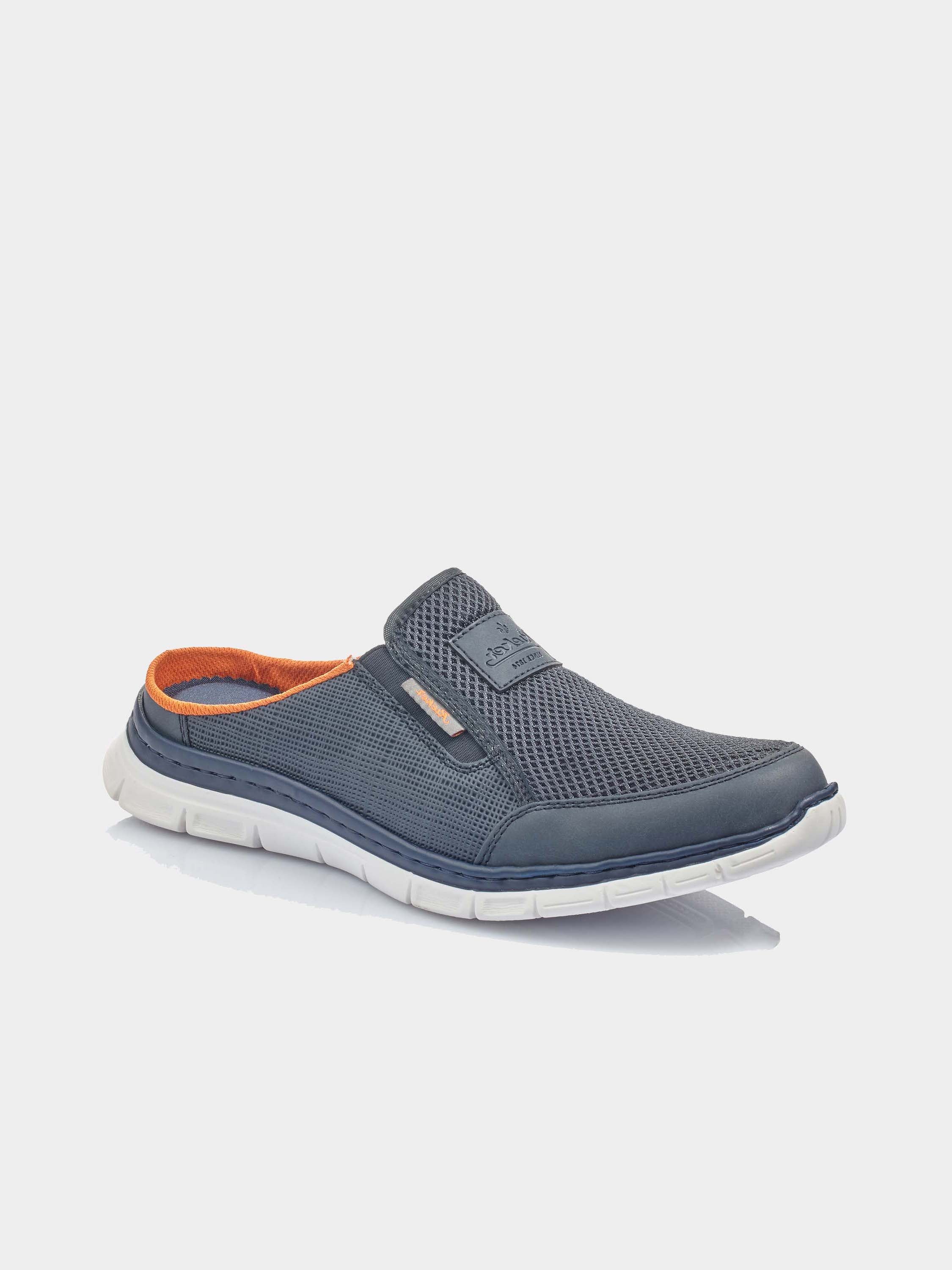 Rieker B4879 Men's Mule Shoes #color_Blue