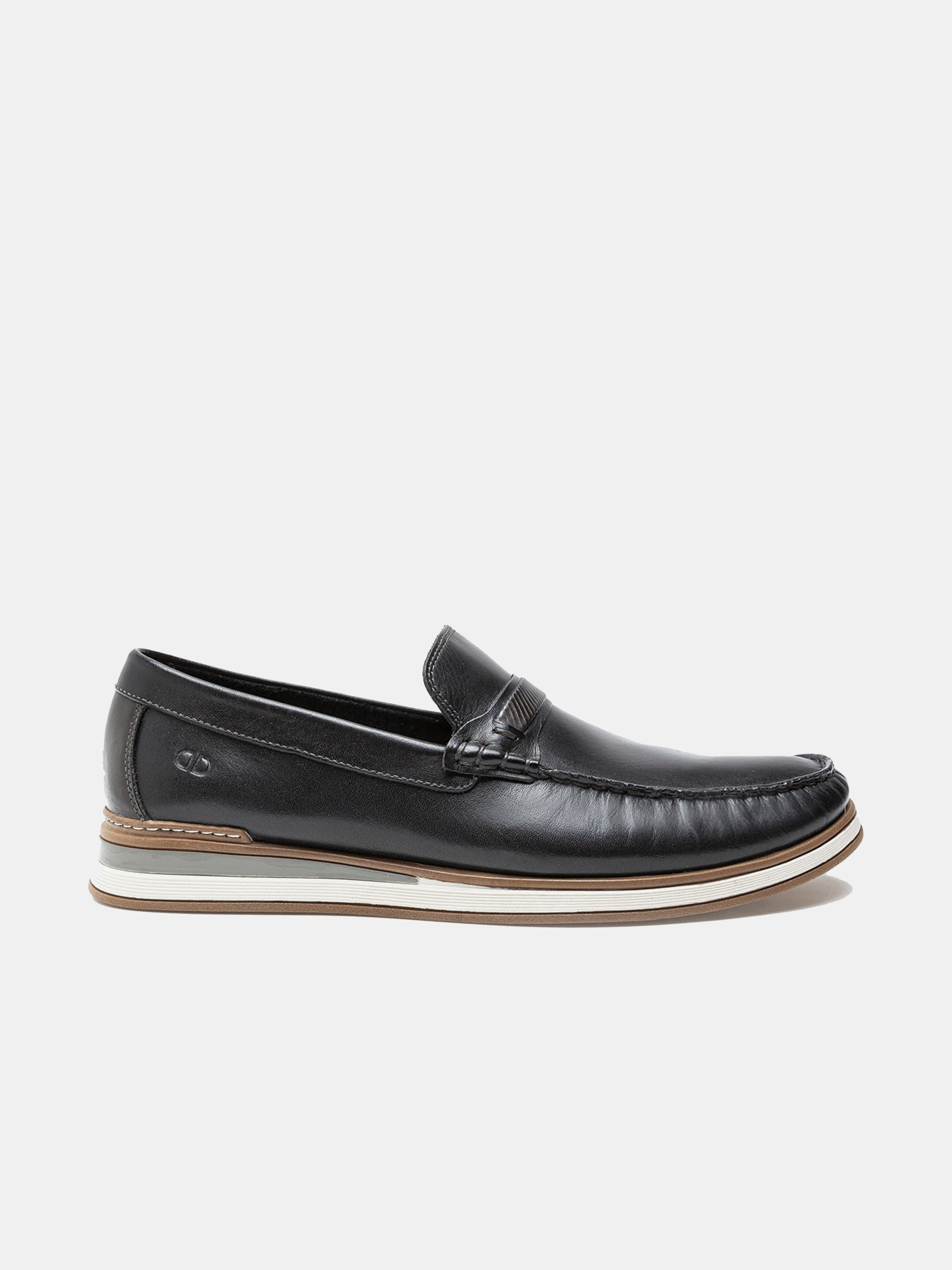 Democrata Men's Denim Flow Moccasin Loafer Shoes #color_Black