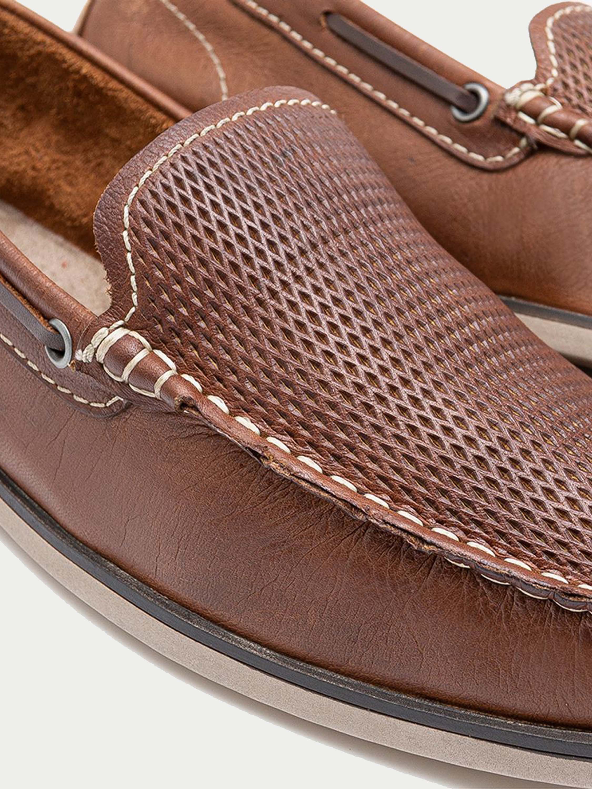 Democrata Mocassim Denim Ocean Leather Loafers #color_Brown