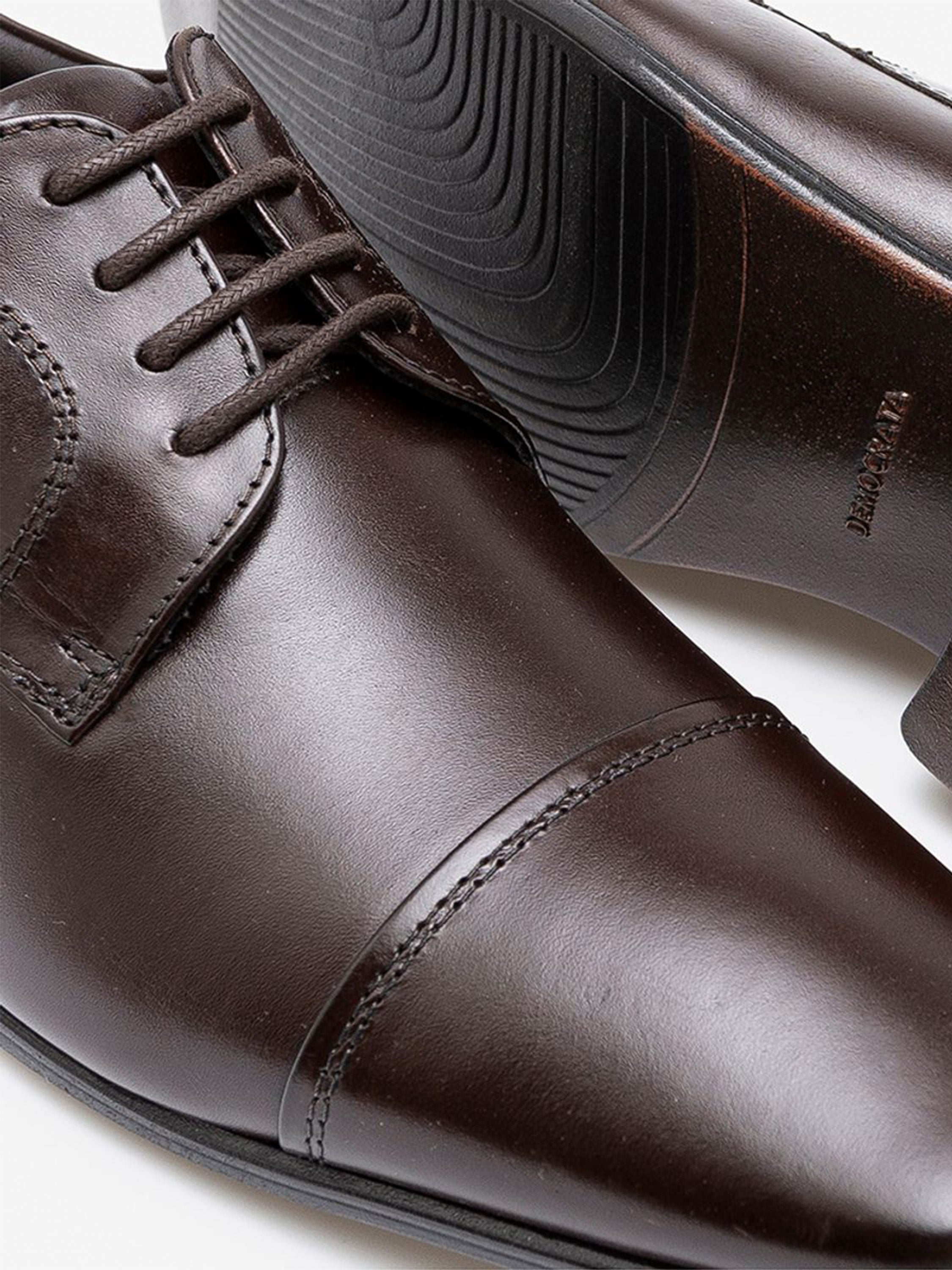 Democrata Men's Metropolitan Aspen Mahogany Leather Shoes #color_Brown