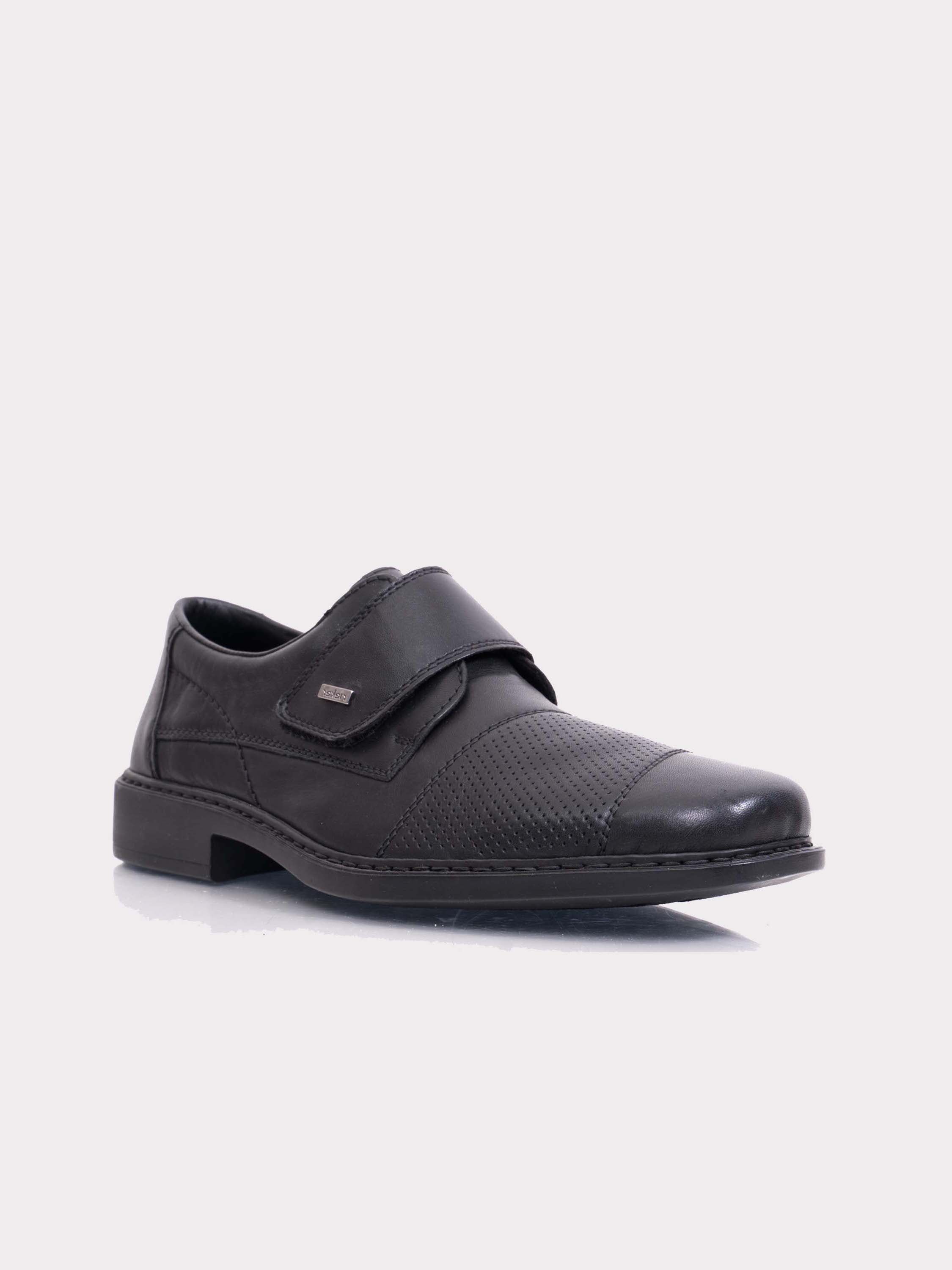 Rieker B0857 Men's Hook & Loop Formal Shoes #color_Black