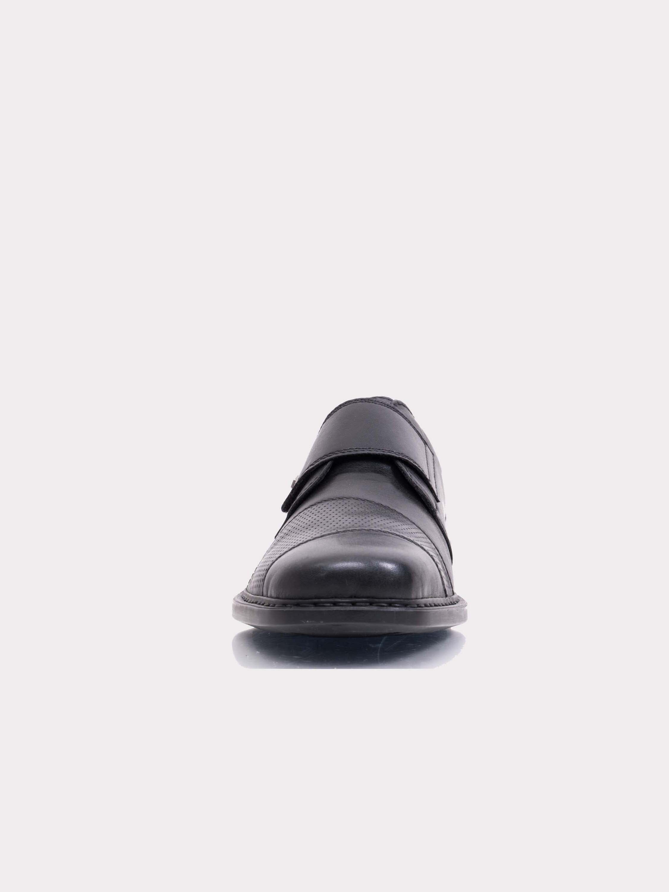 Rieker B0857 Men's Hook & Loop Formal Shoes #color_Black