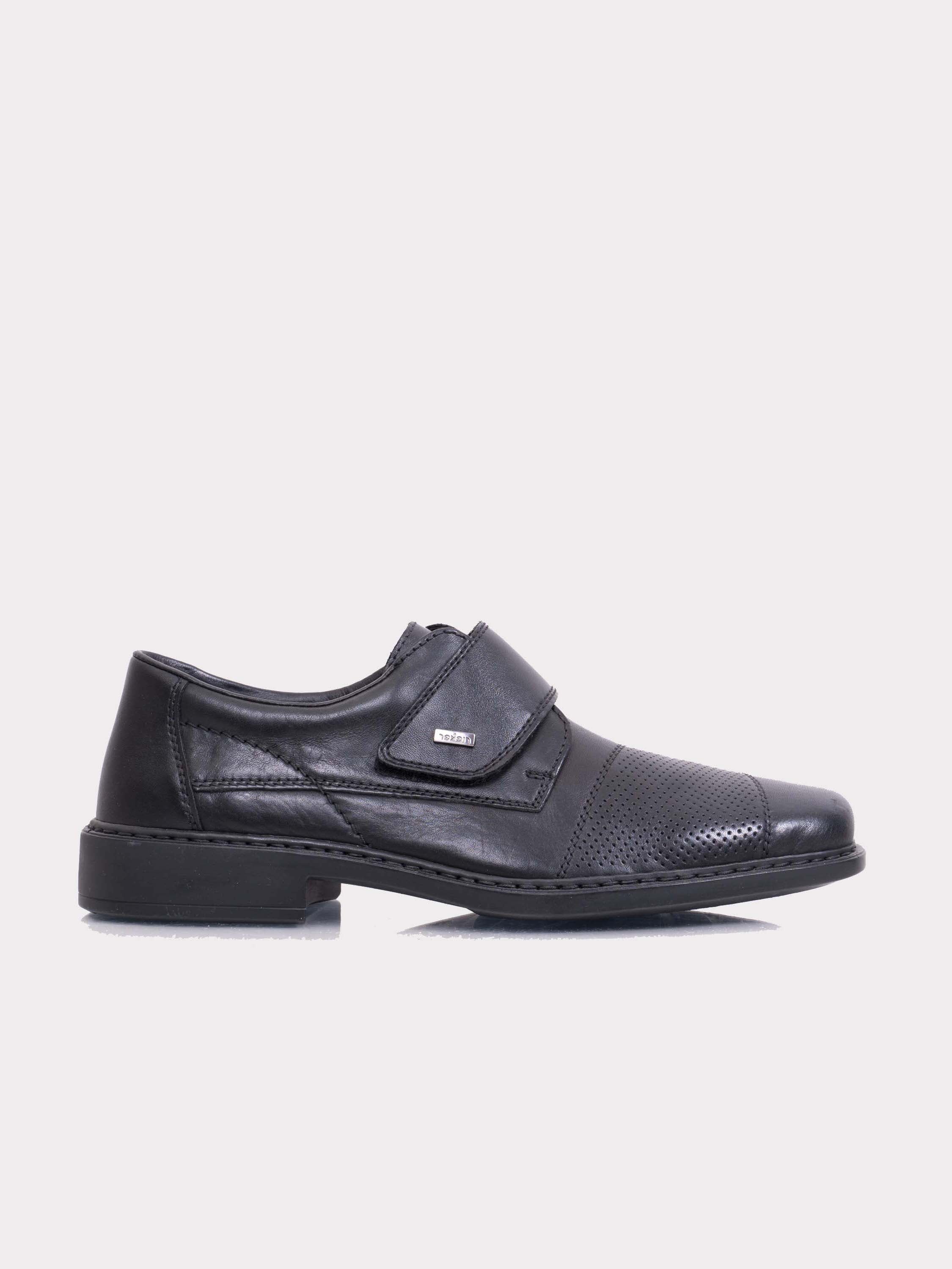 Rieker B0857 Men's Hook & Loop Formal Shoes #color_Black