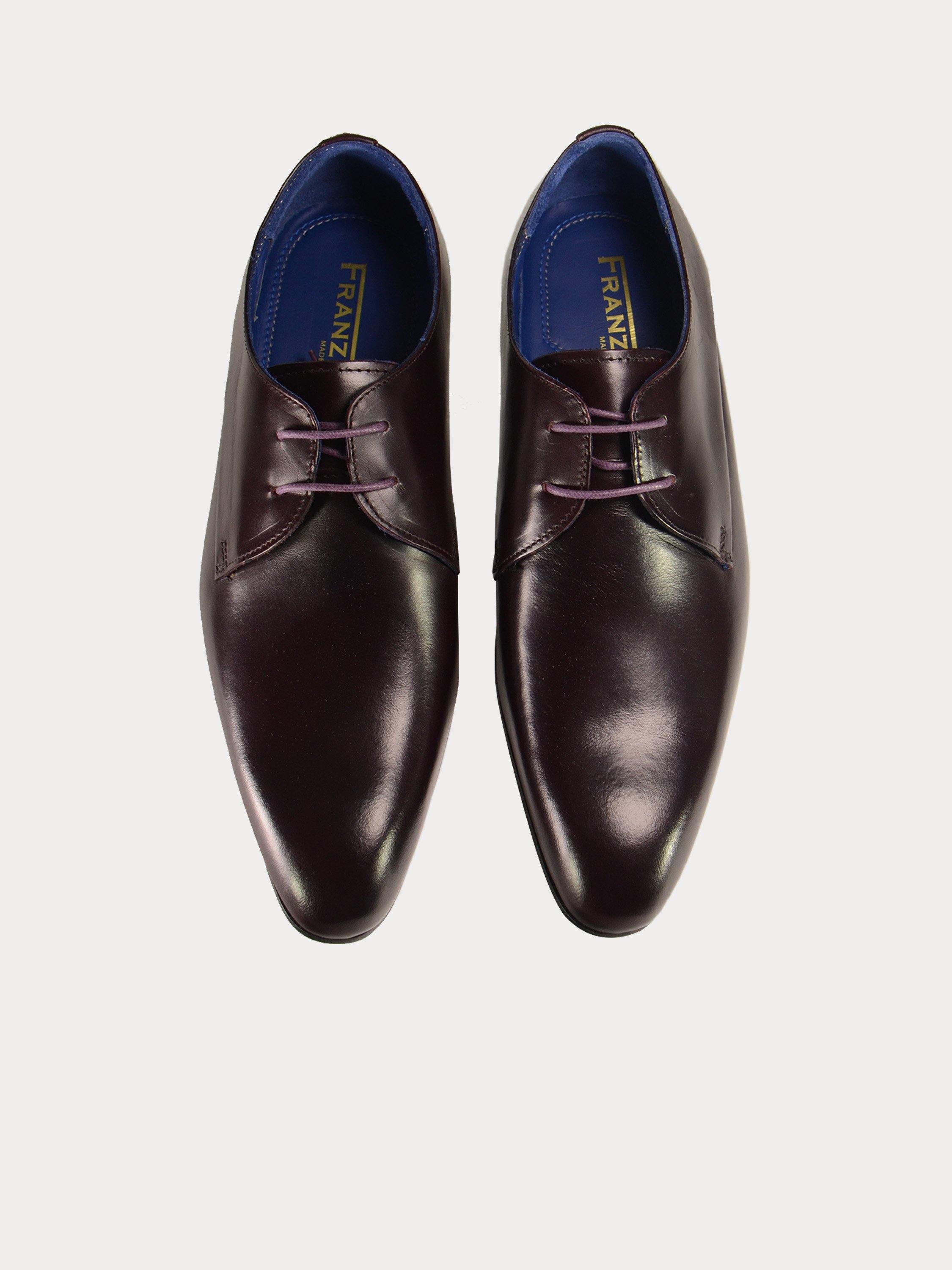 Franzini Men Formal Lace Up Leather Shoes #color_Maroon