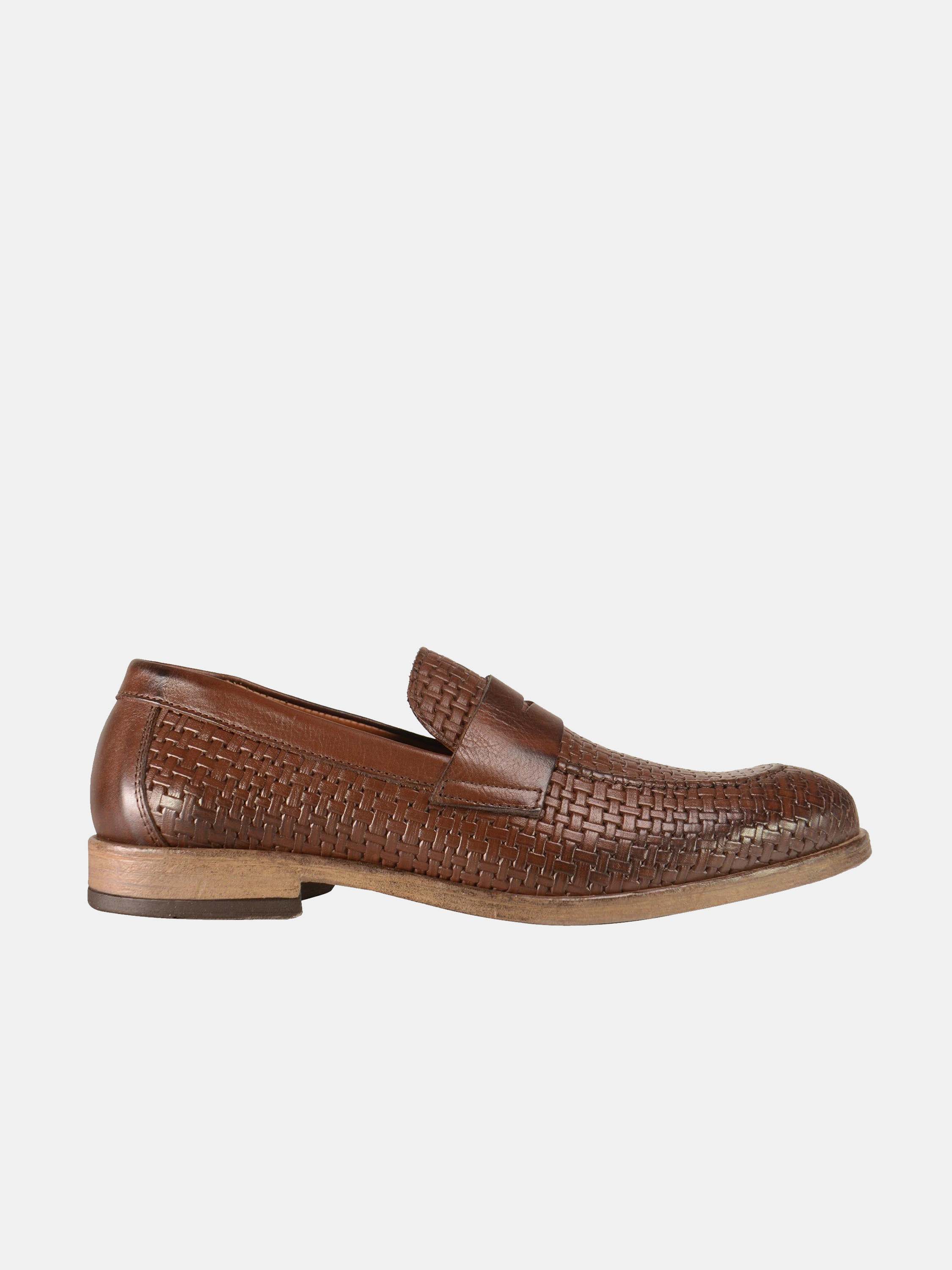 Franzini Men Weave Detailed Formal Leather Shoes #color_Brown