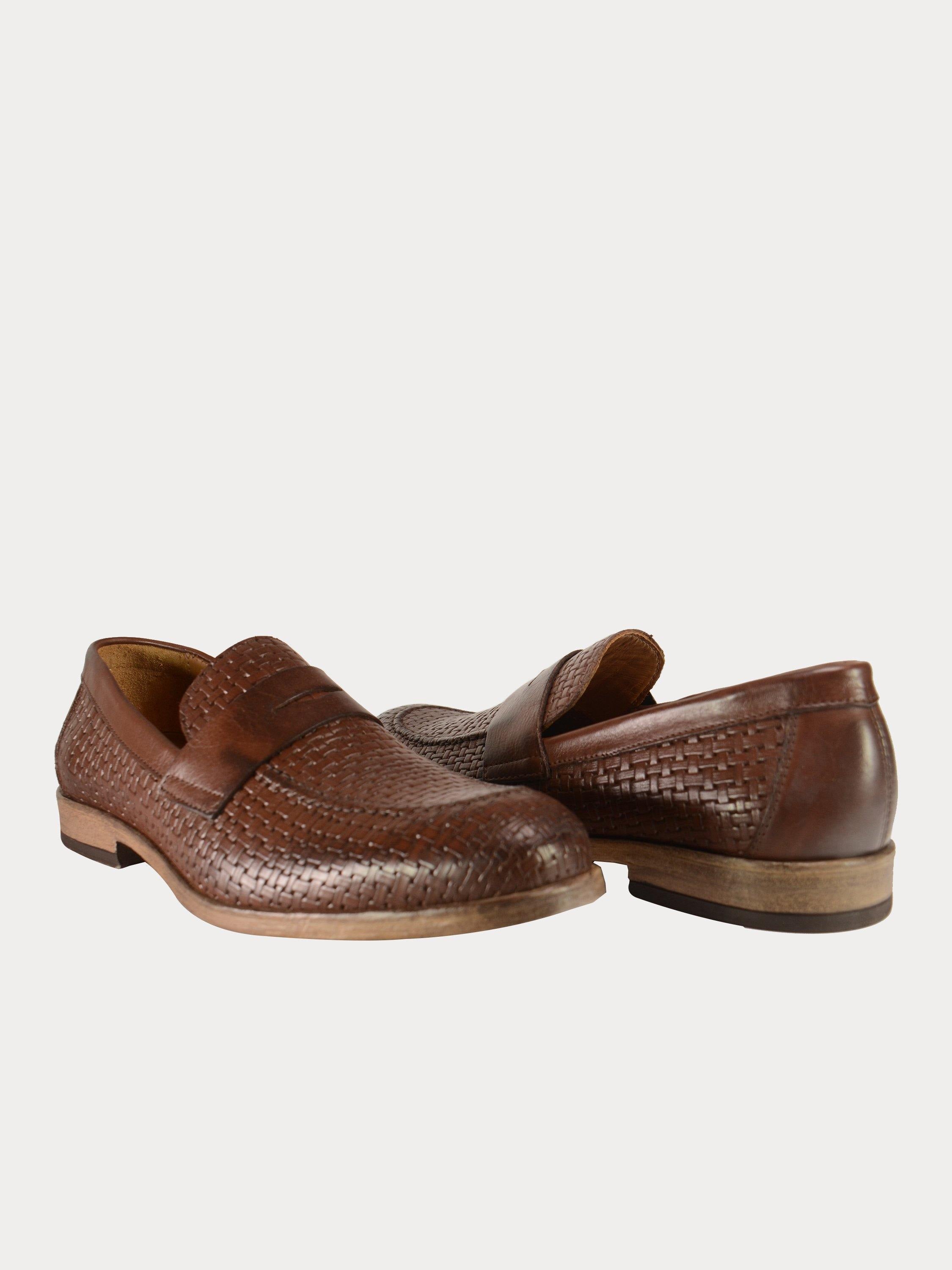 Franzini Men Weave Detailed Formal Leather Shoes #color_Brown