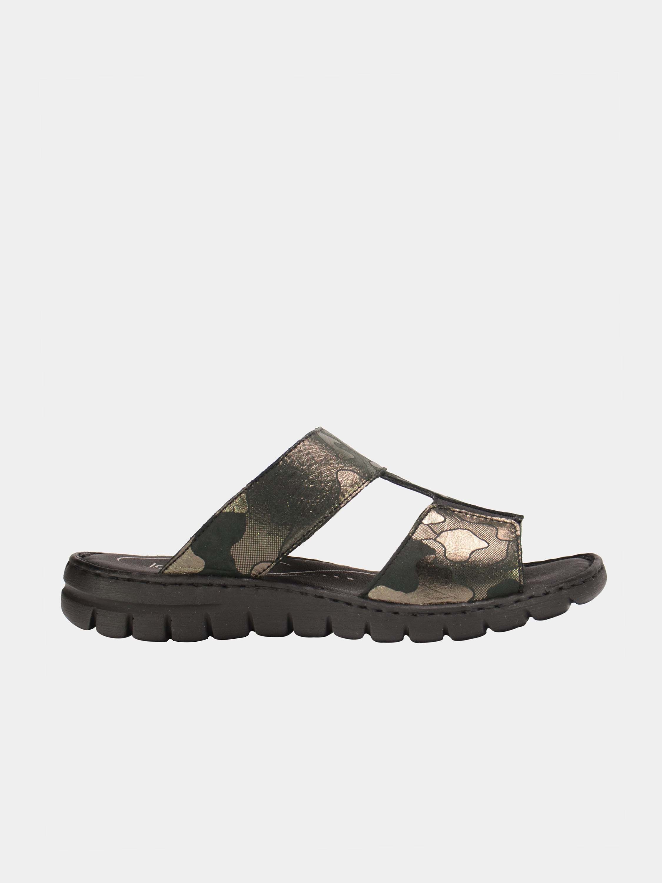 Josef Seibel Cammo Print Slider Sandals #color_Silver
