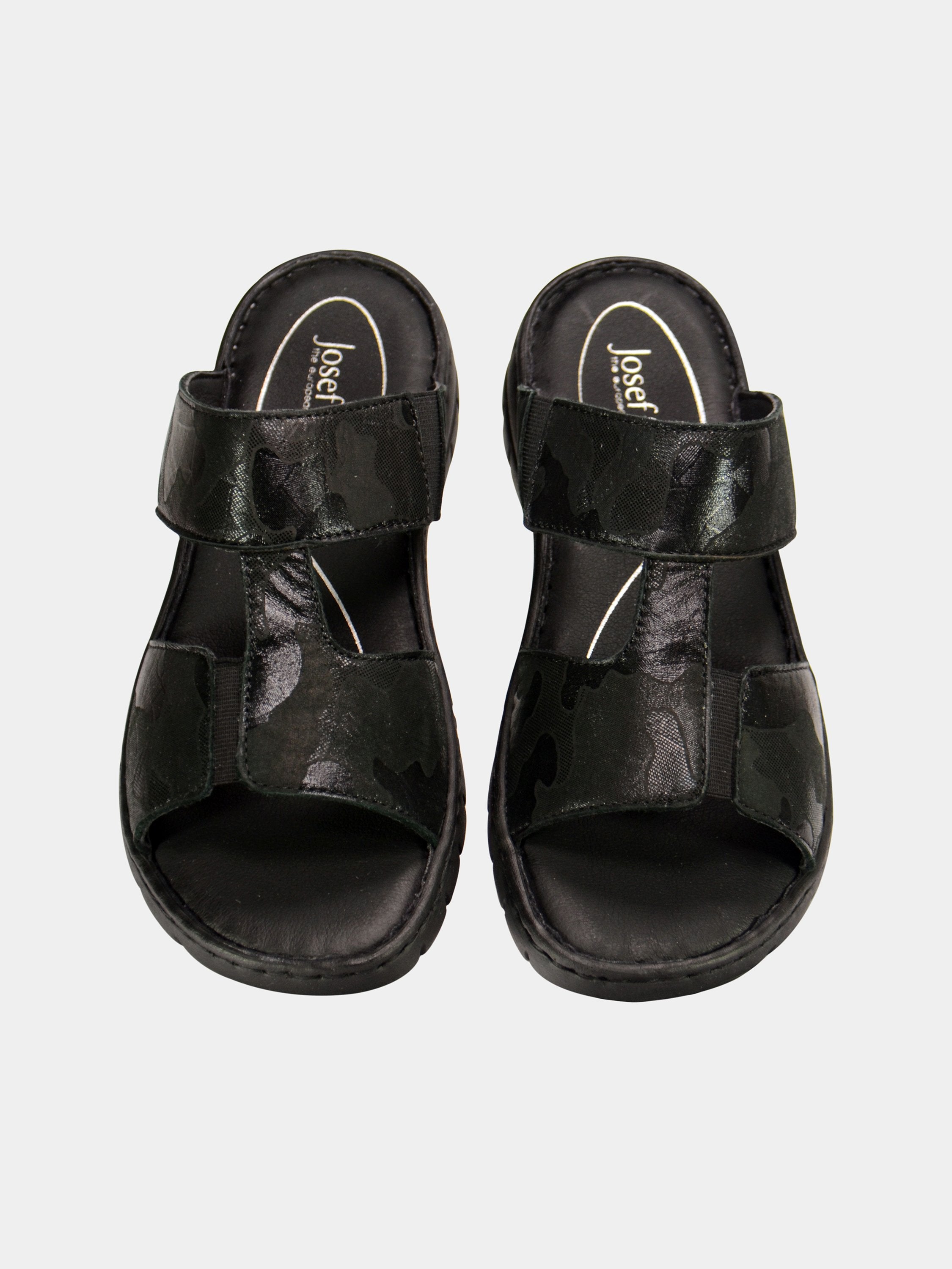Josef Seibel Cammo Print Slider Sandals #color_Black
