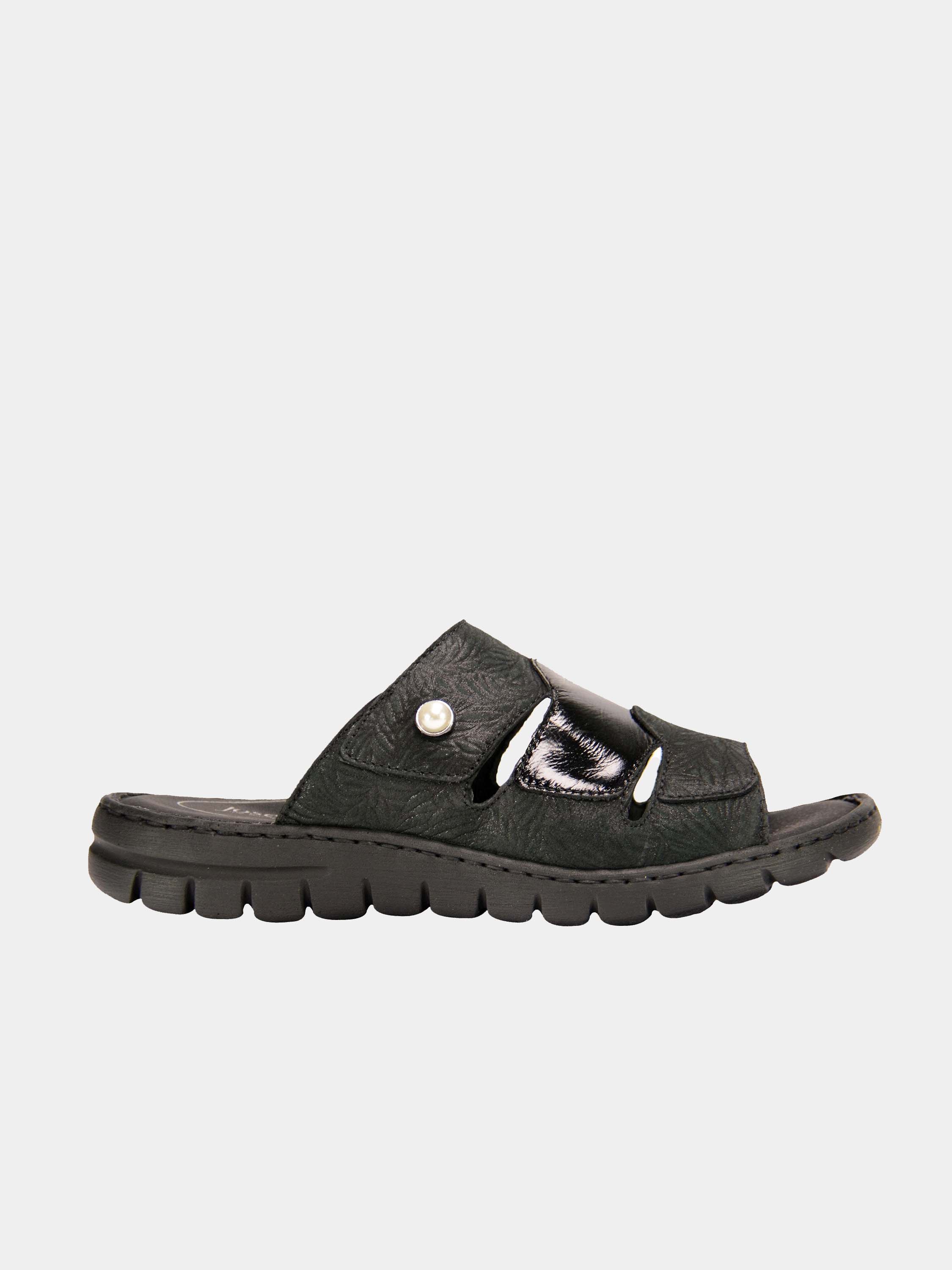 Josef Seibel Chinoiserie Pearl Slider Sandals #color_Black