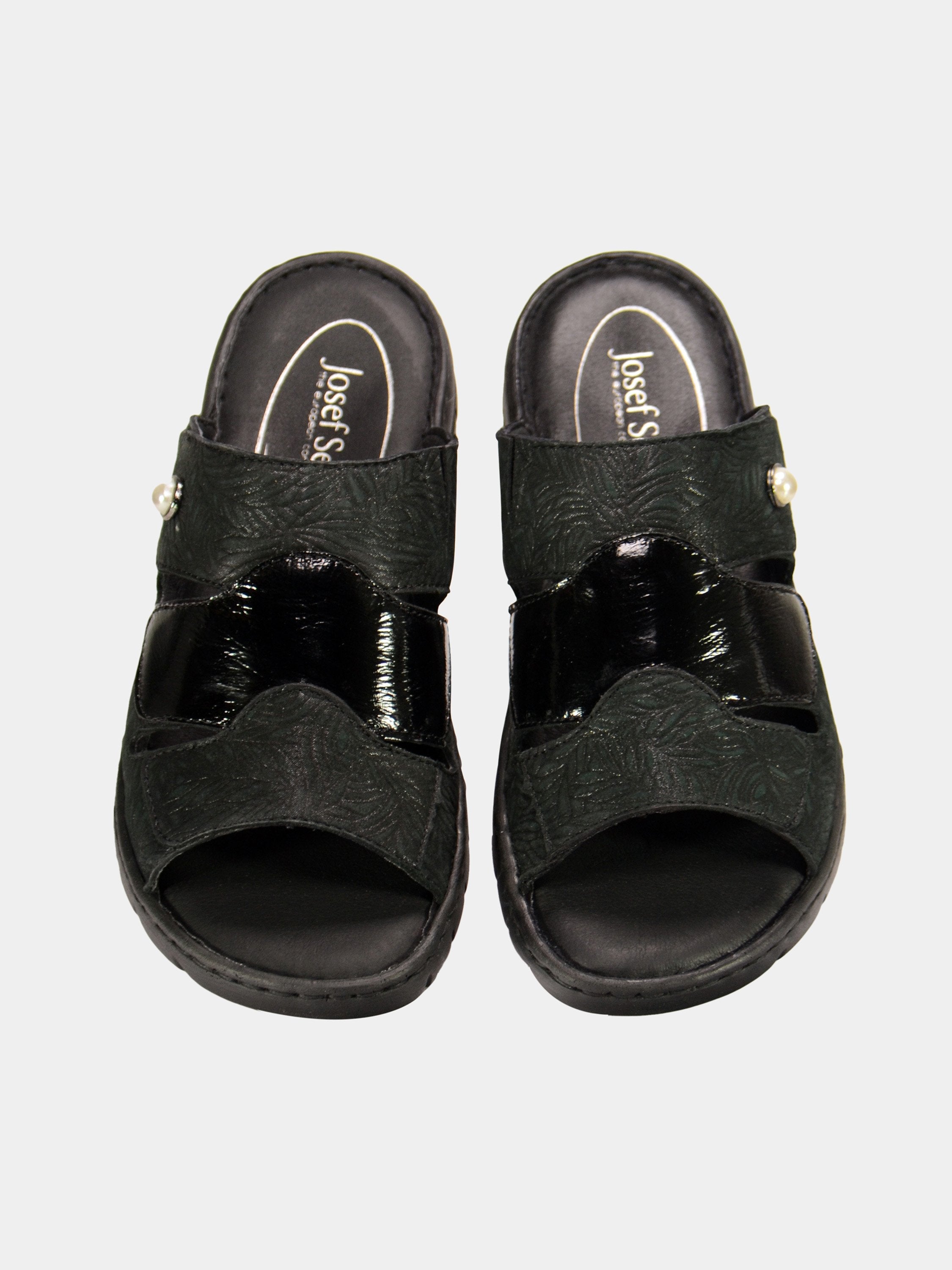 Josef Seibel Chinoiserie Pearl Slider Sandals #color_Black