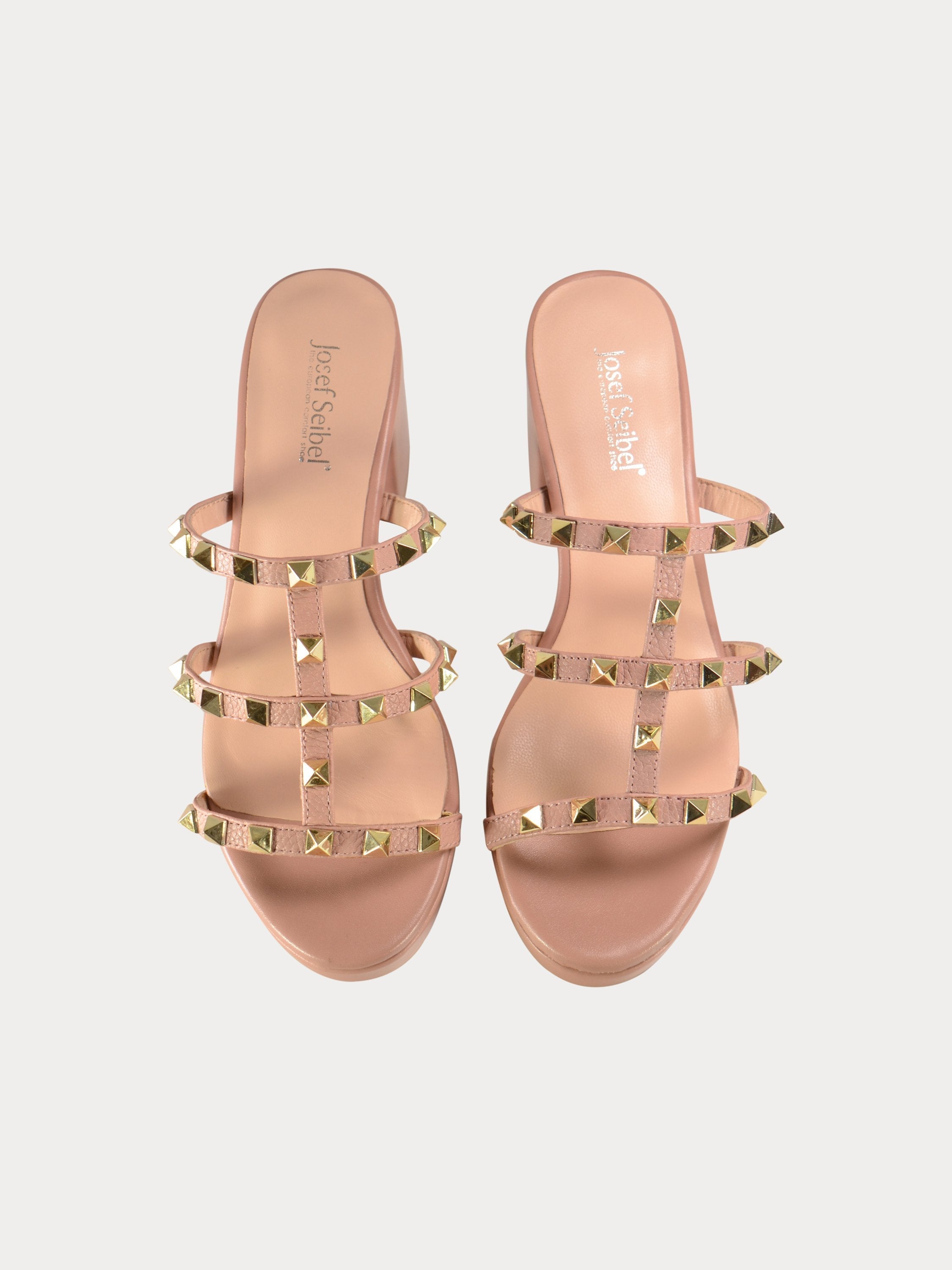 Josef Seibel Gold Studded Heel Sandals #color_Pink