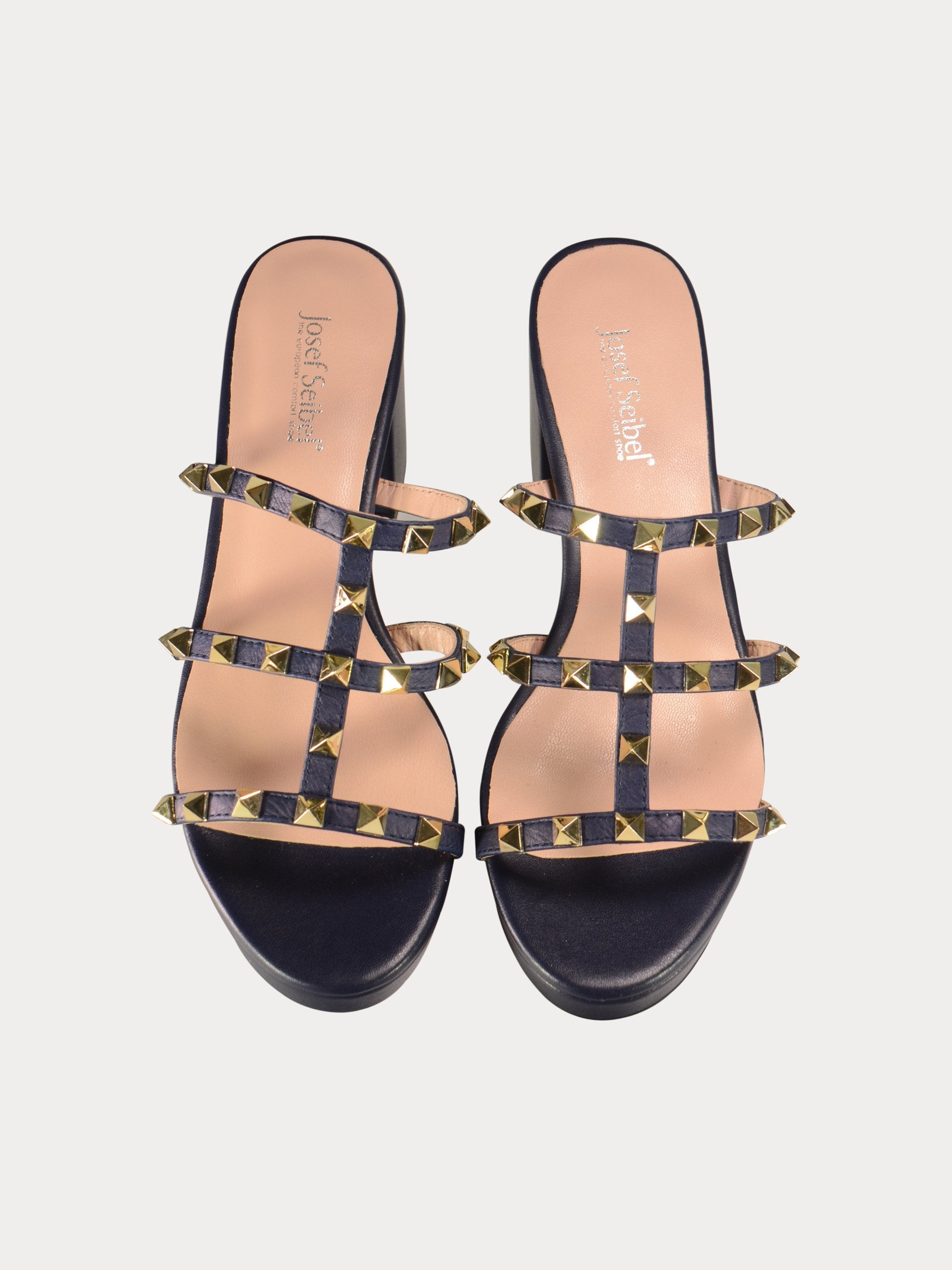 Josef Seibel Gold Studded Heel Sandals #color_Blue