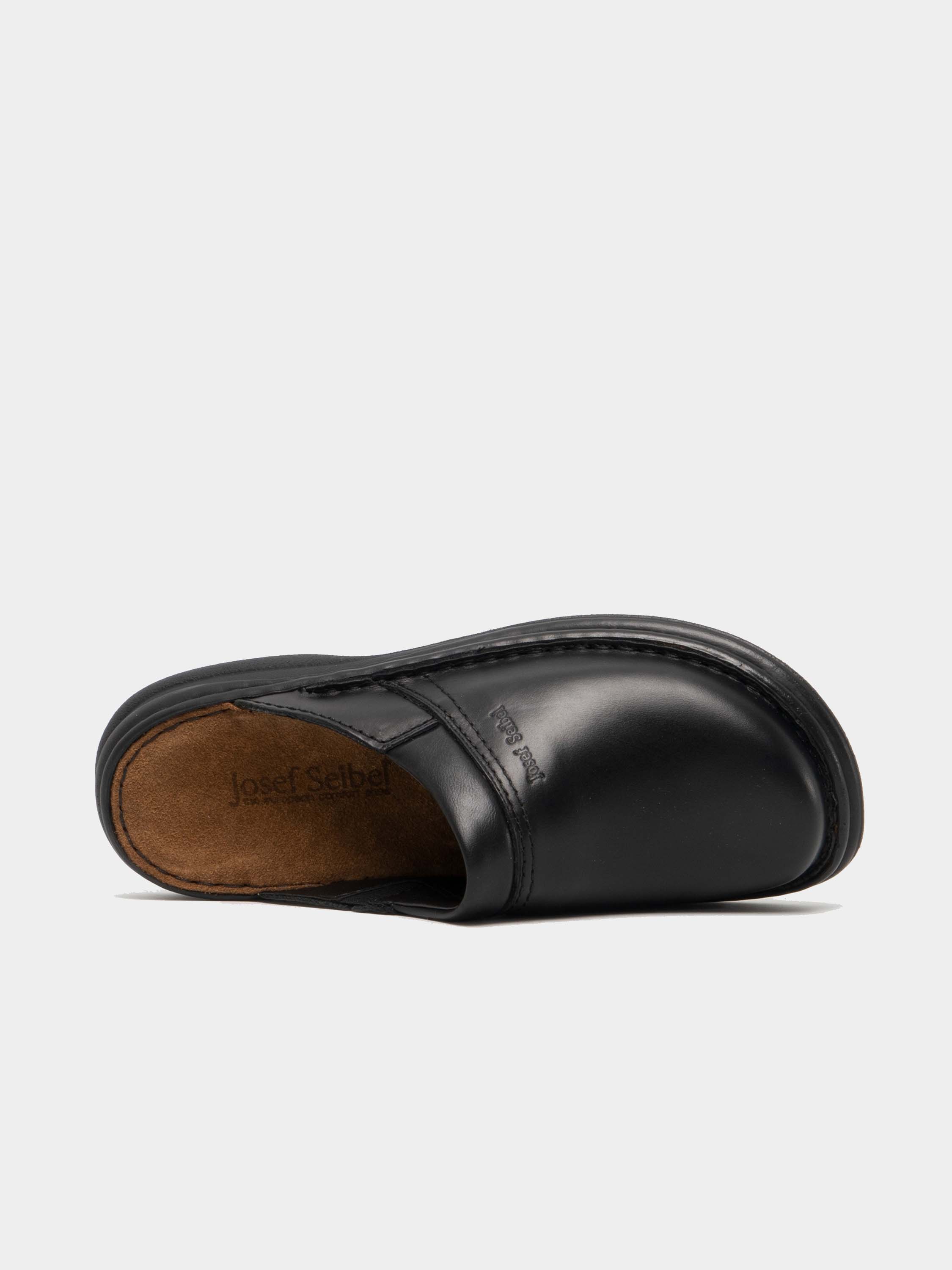 Josef Seibel Men's Max Leather Mule Shoes #color_Black