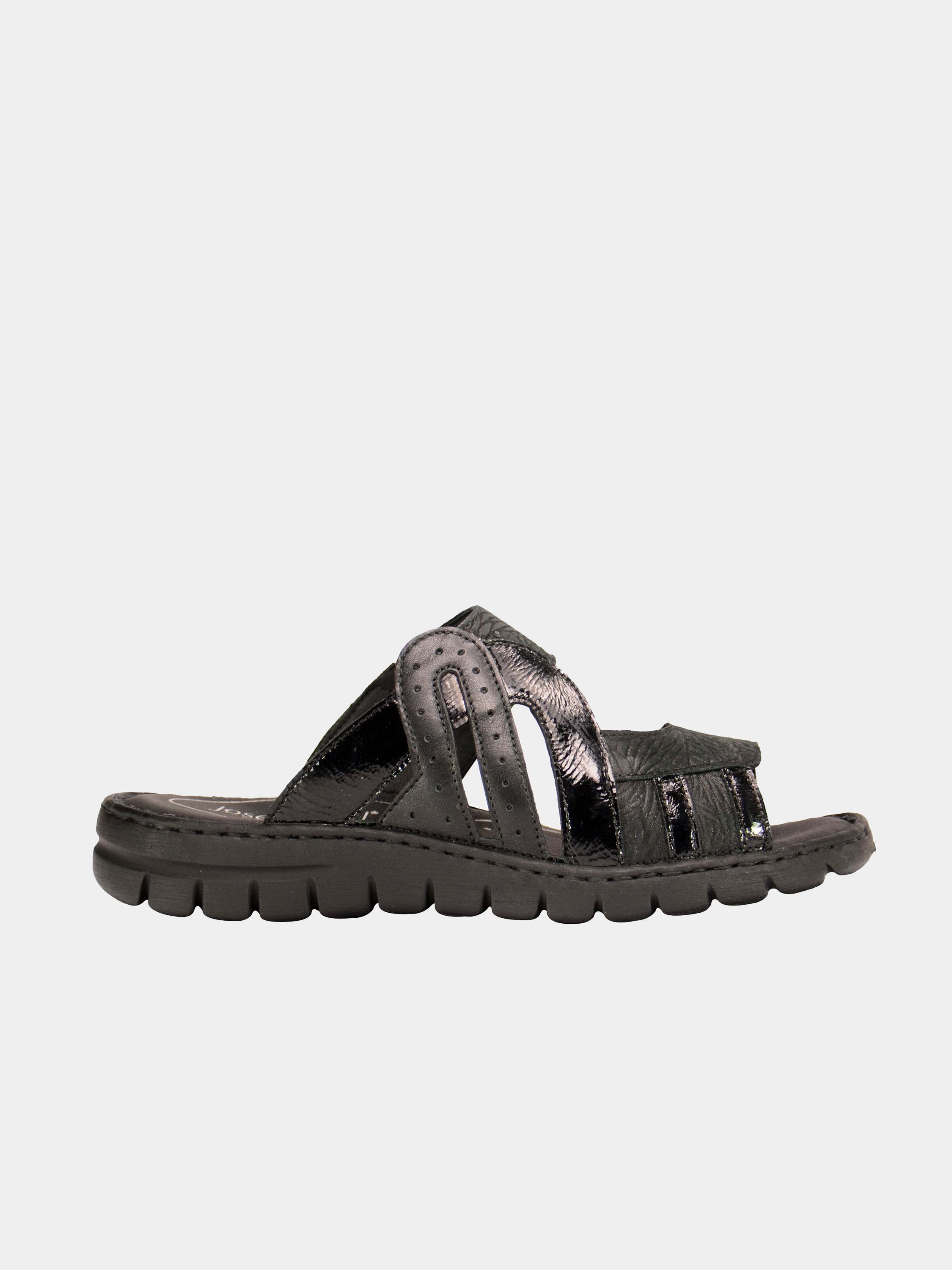 Josef Seibel Maze Slider Leather Sandals #color_Black