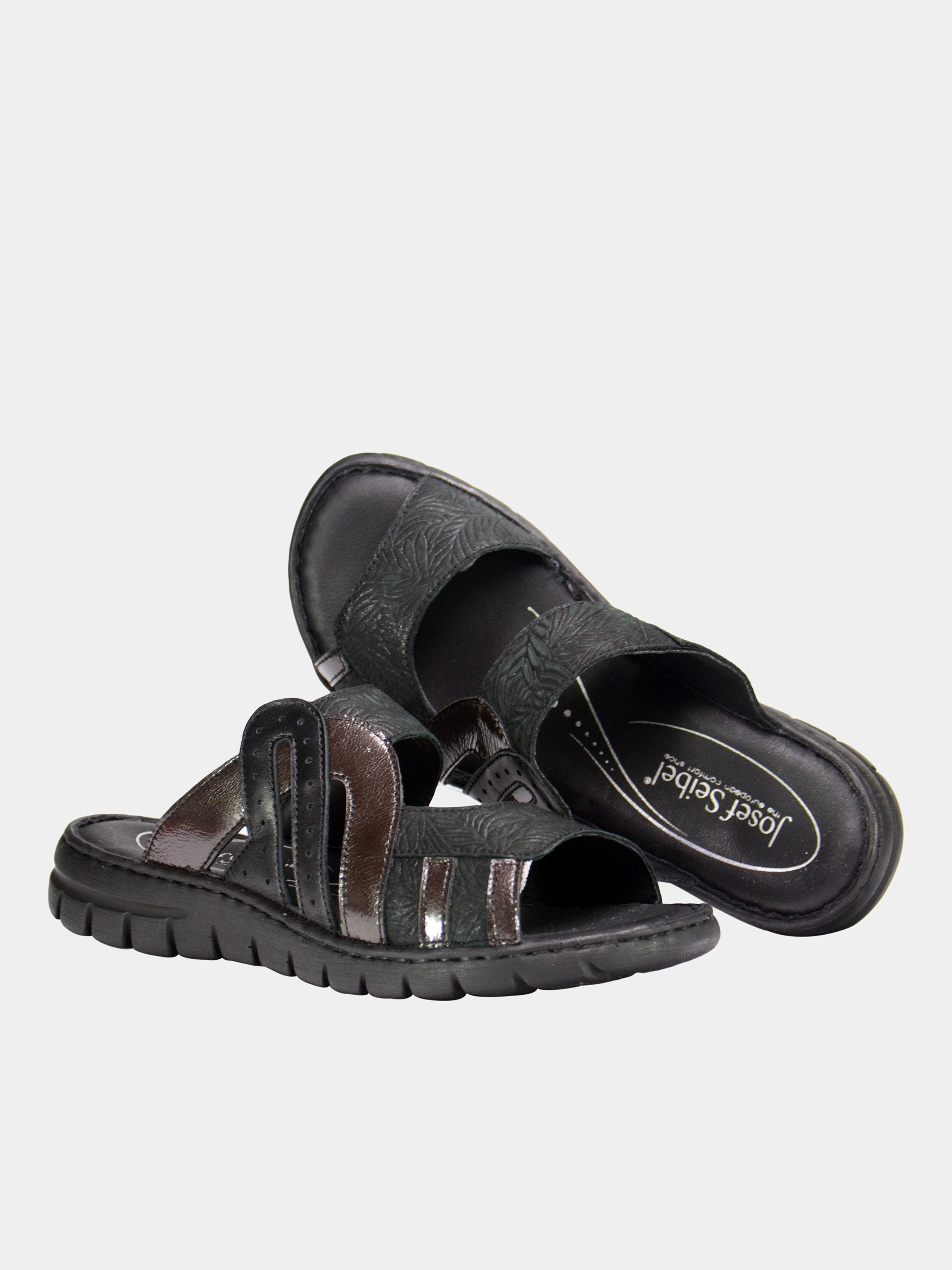 Josef Seibel Maze Slider Leather Sandals #color_Brown