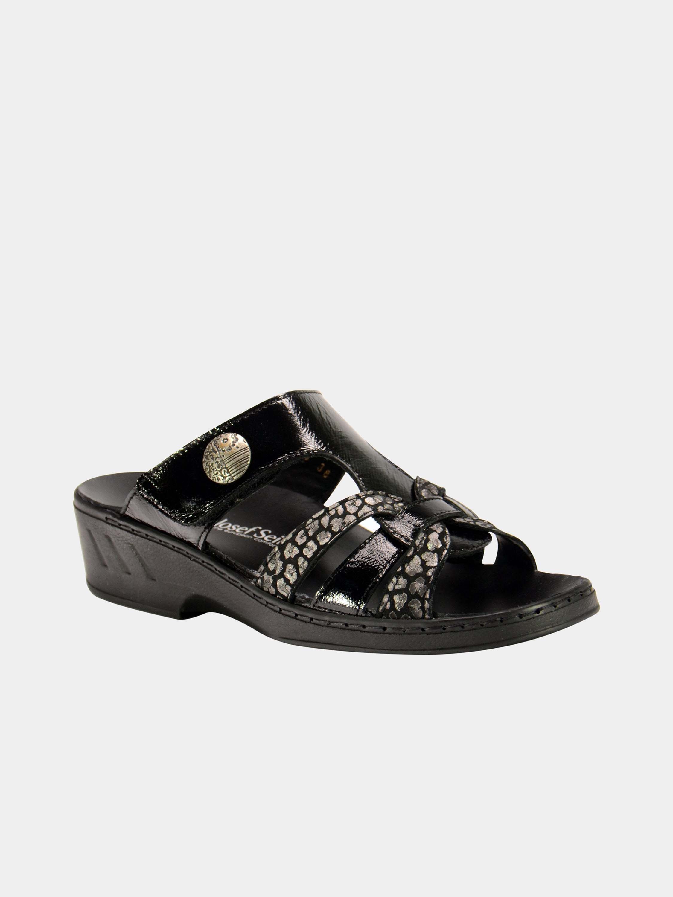 Josef Seibel Ornamental Detail Strap Sandals #color_Black