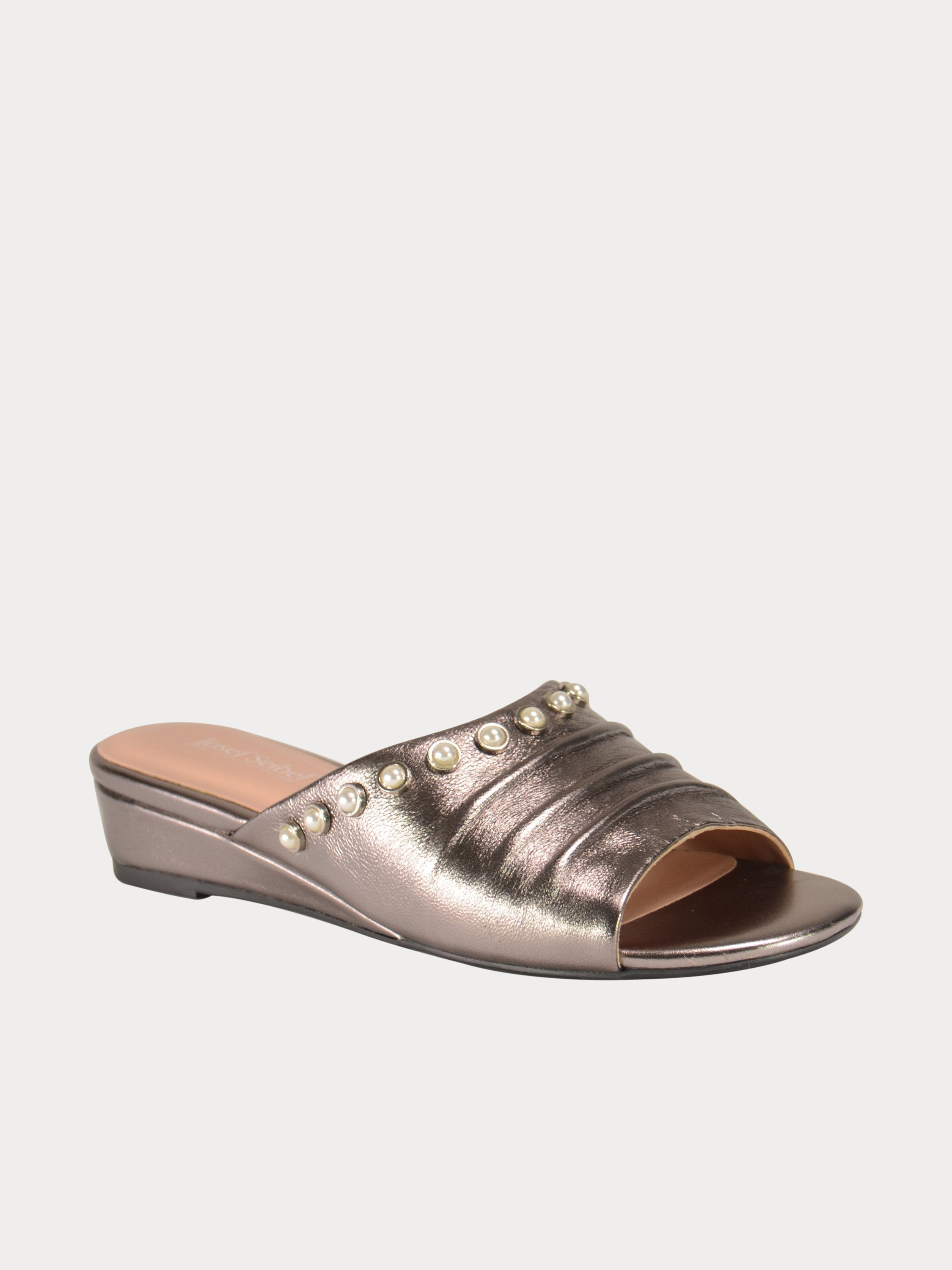 Josef Seibel Pearl Studded Slider Sandals #color_Grey