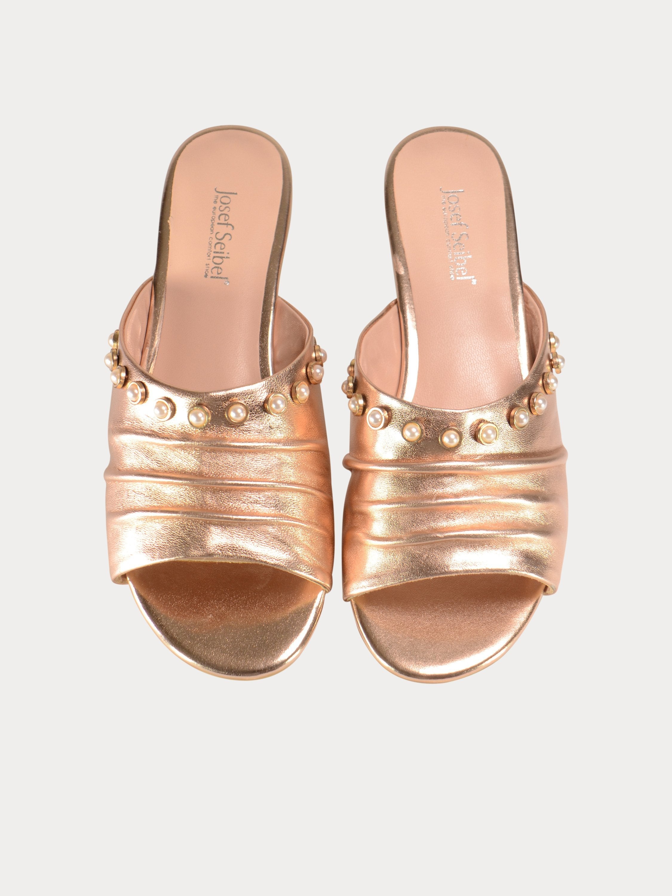 Josef Seibel Pearl Studded Slider Sandals #color_Gold