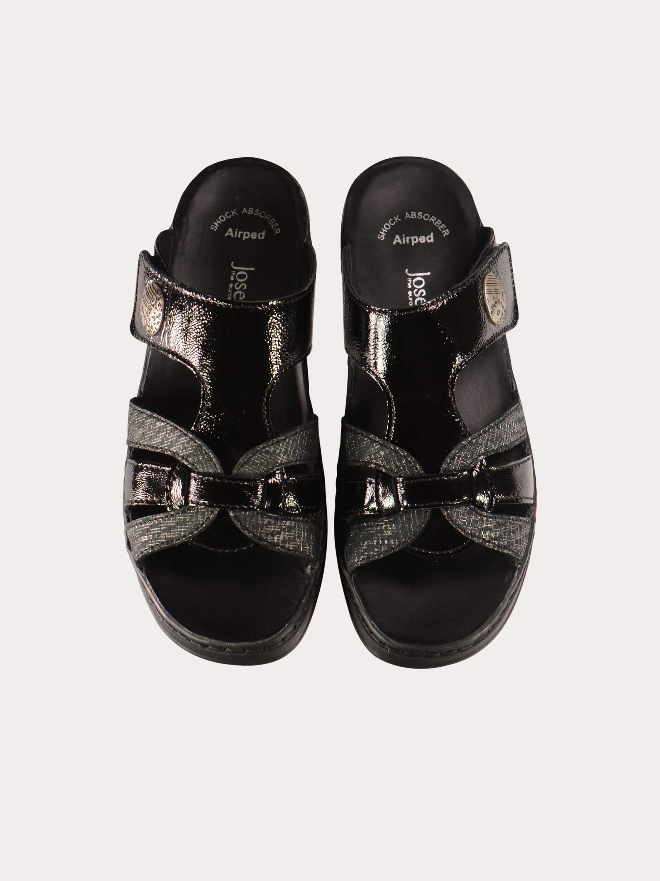 Josef Seibel Side Strap Round Buckle Sandals #color_Black