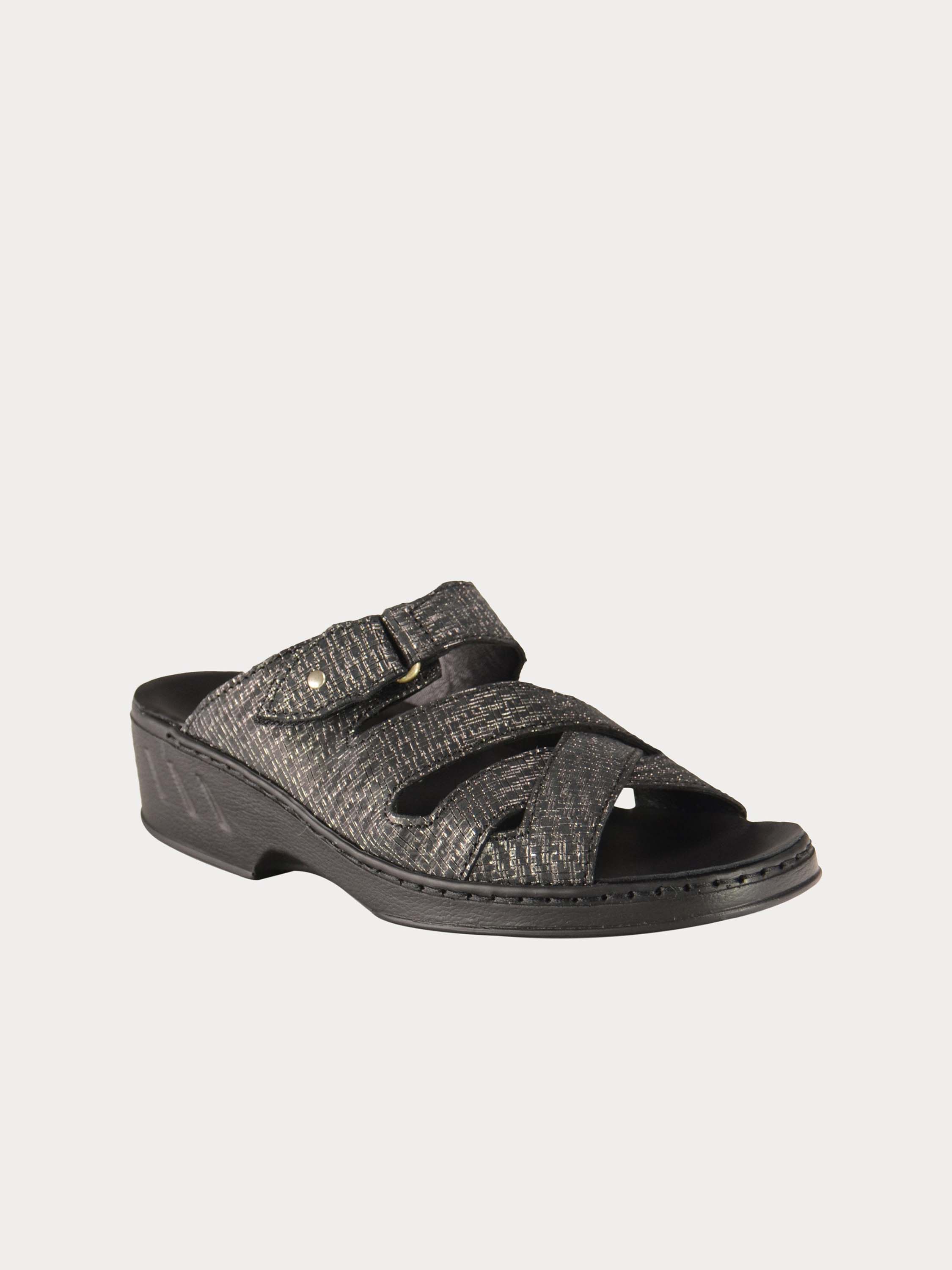 Josef Seibel Women Casual Slider Leather Sandals #color_Black