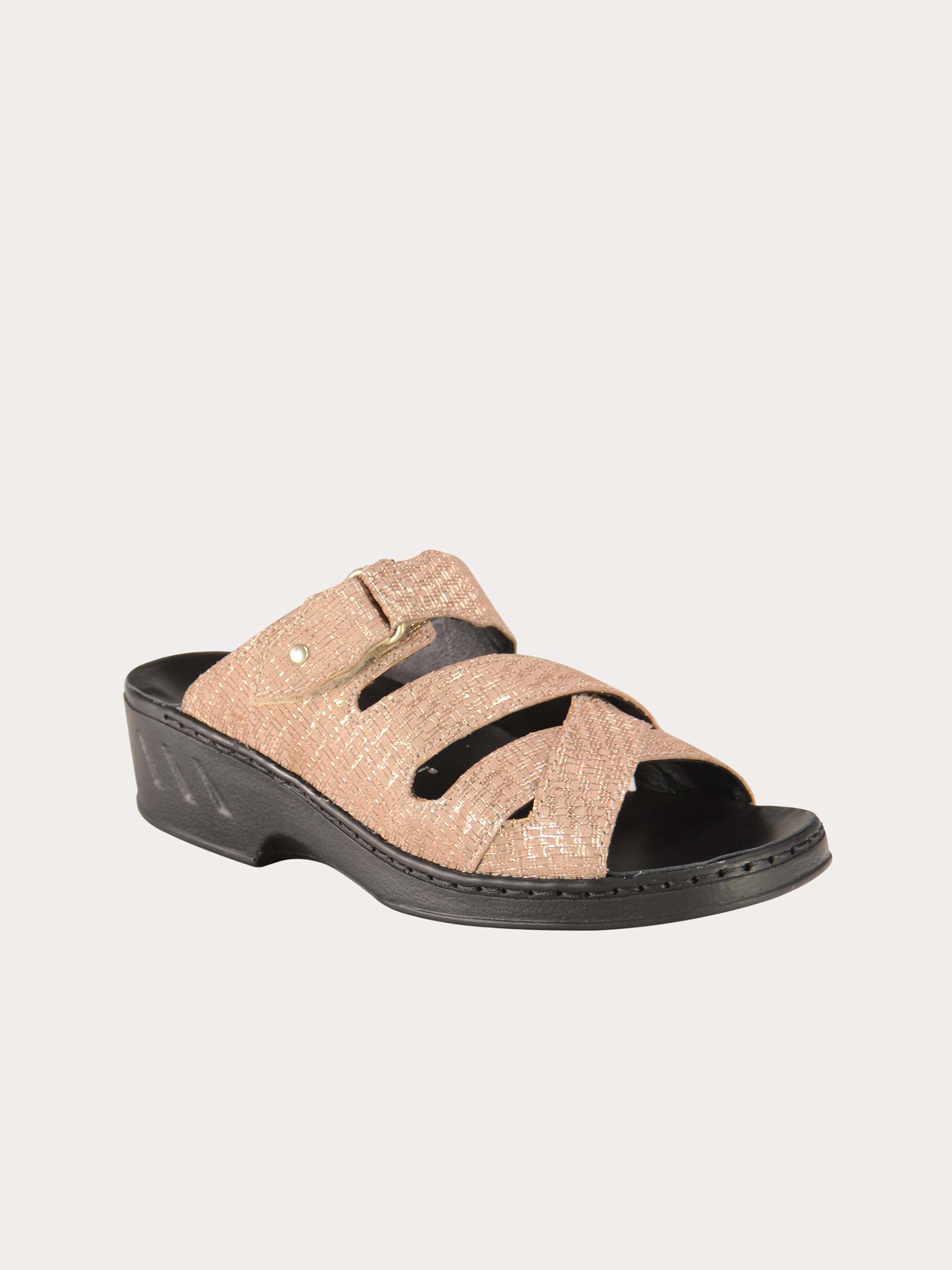 Josef Seibel Women Casual Slider Leather Sandals #color_Beige