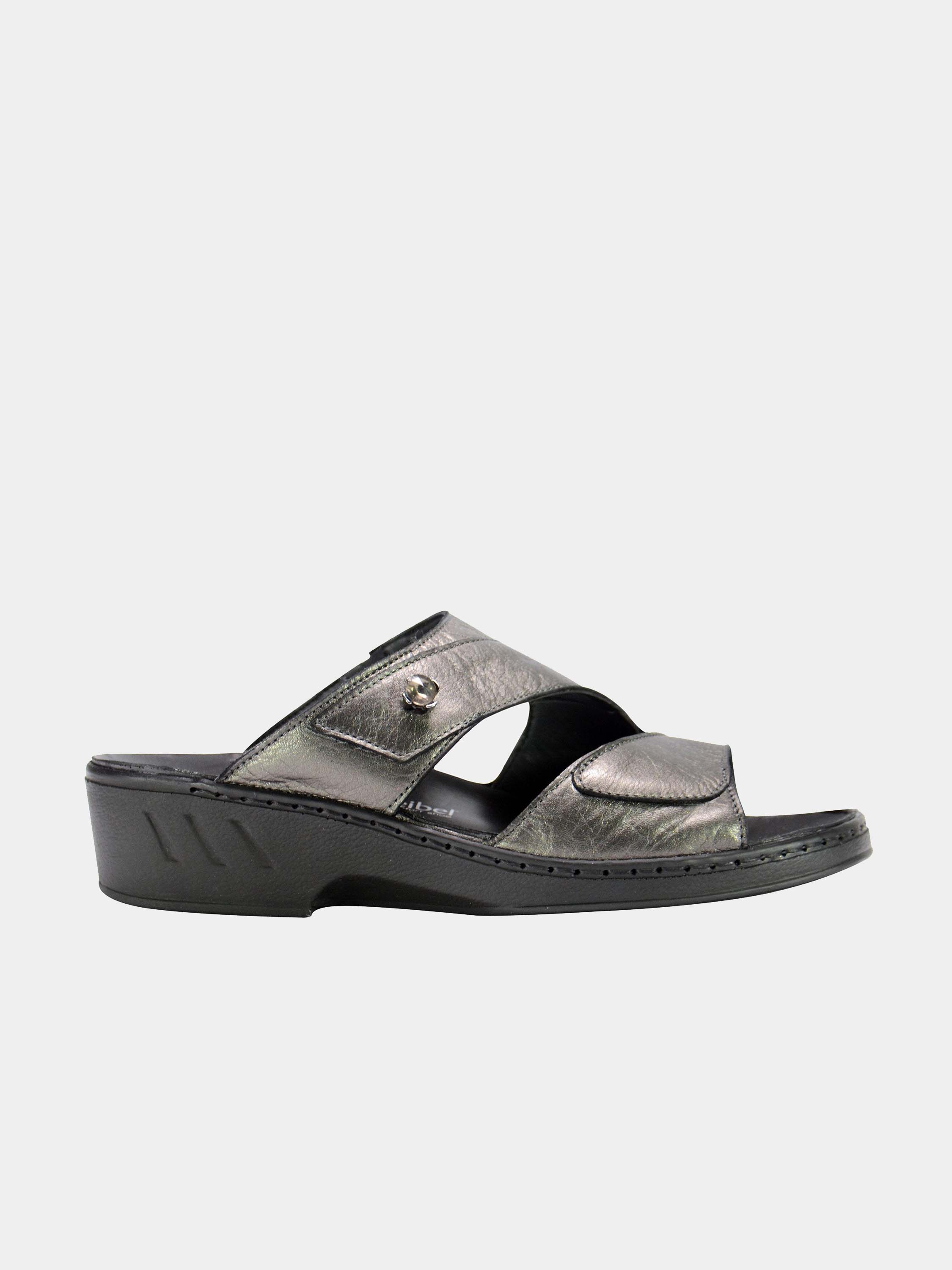 Josef Seibel Women Double Strap Slider Leather Sandals #color_Grey