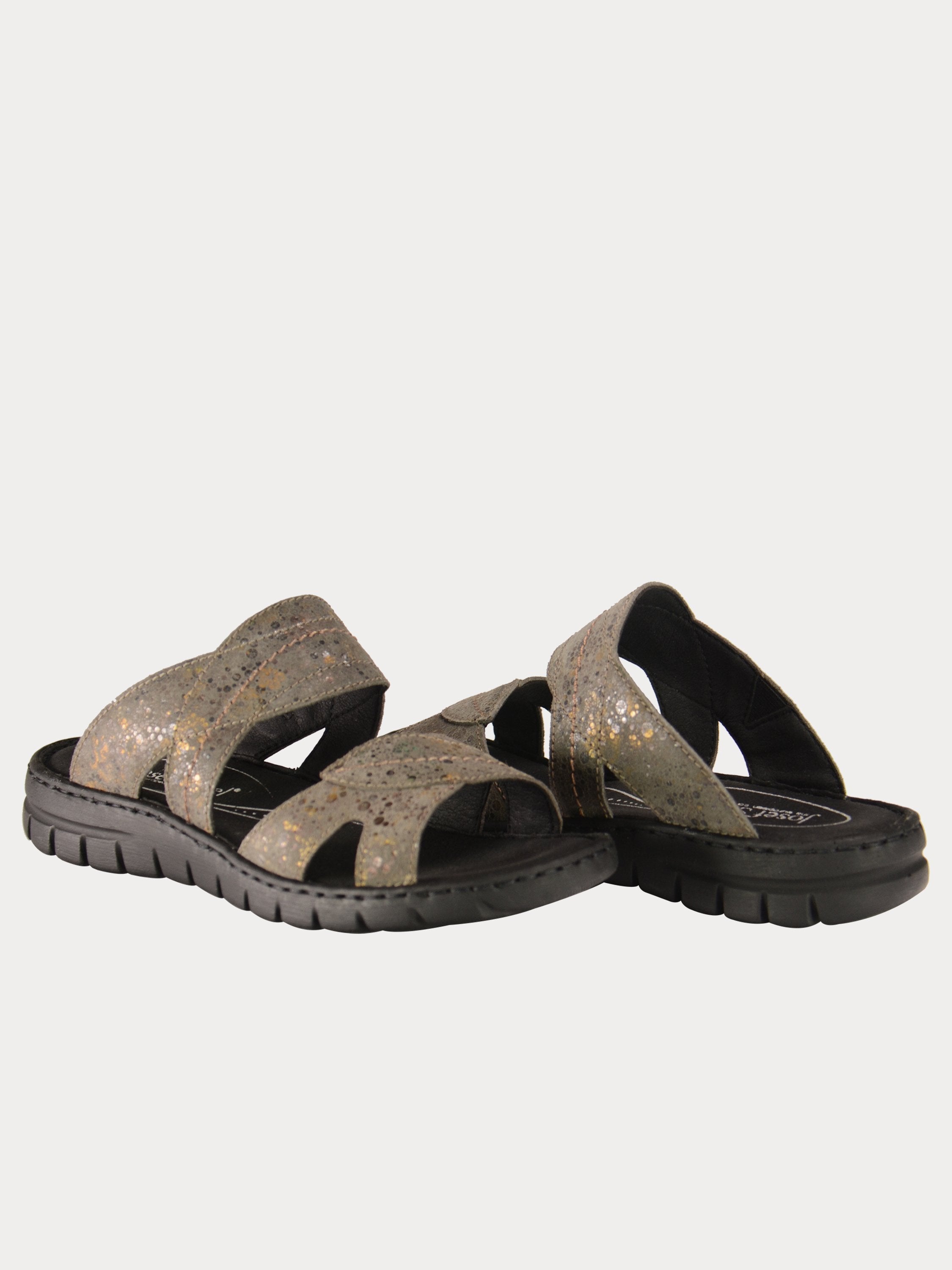 Josef Seibel Women Flat Slider Leather Sandals #color_Beige