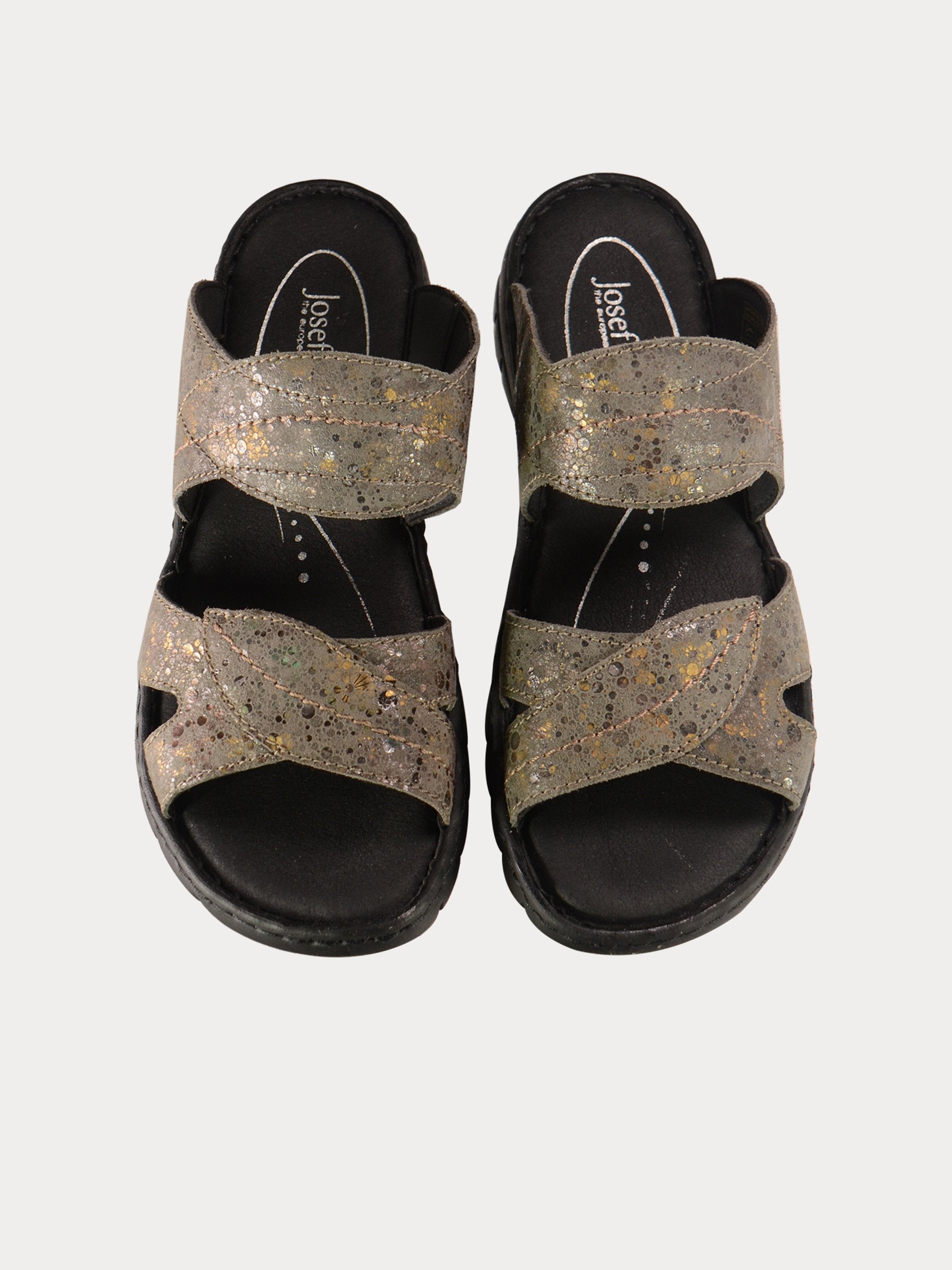 Josef Seibel Women Flat Slider Leather Sandals #color_Beige