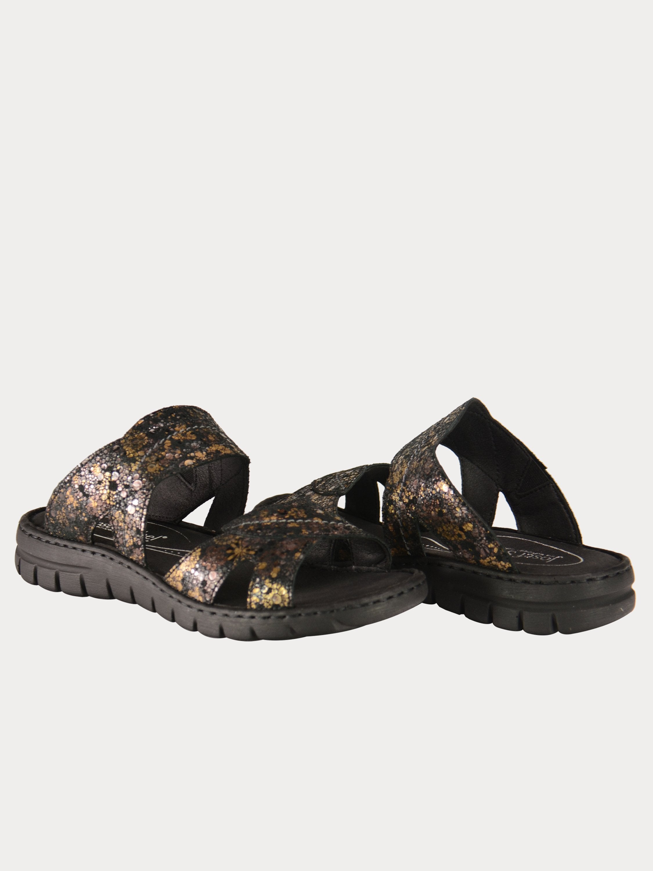 Josef Seibel Women Flat Slider Leather Sandals #color_Black