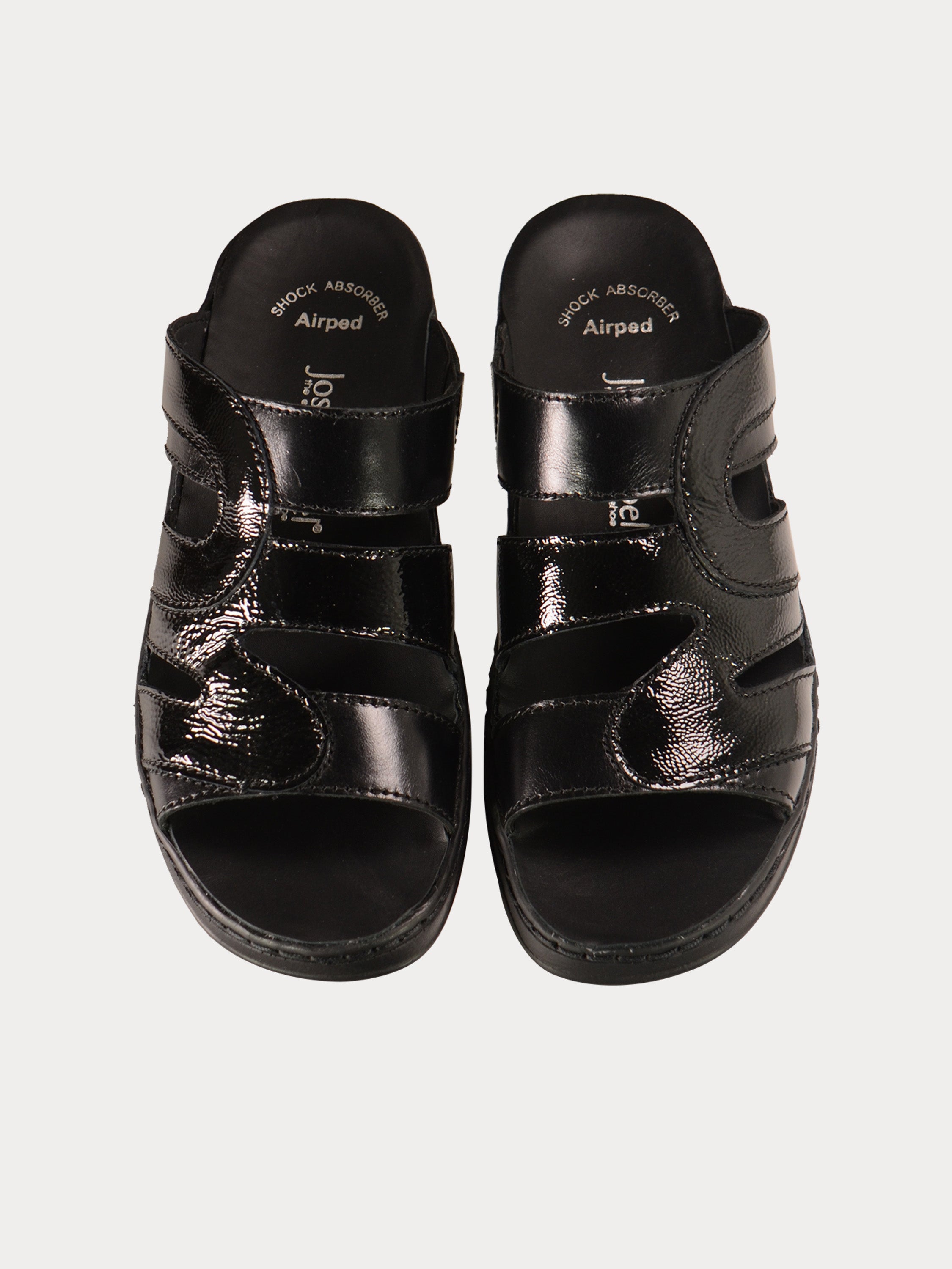 Josef Seibel Women Multi Patent Slider Sandals #color_Black