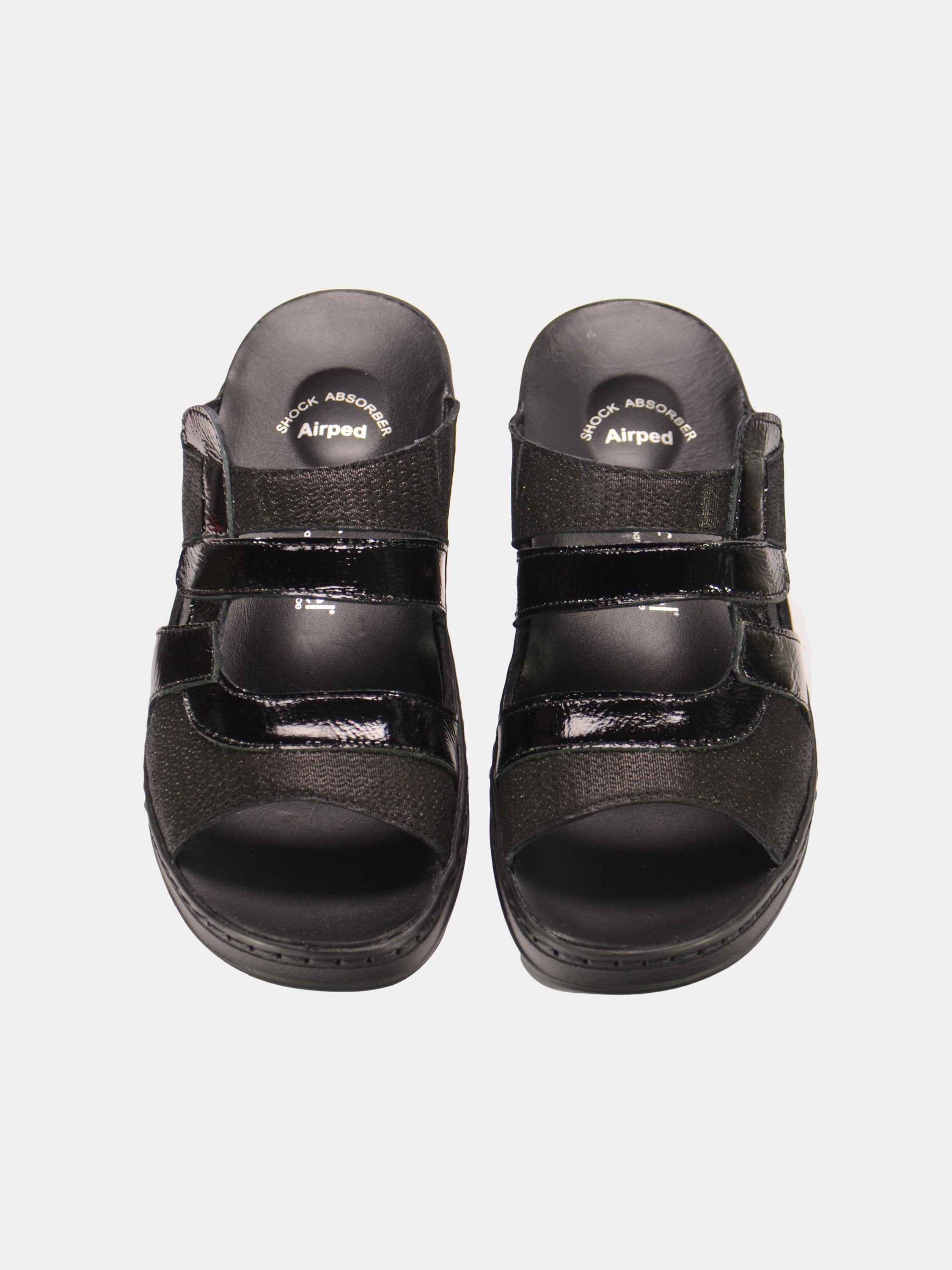 Josef Seibel Women Patent Strap Slider Leather Sandals #color_Black