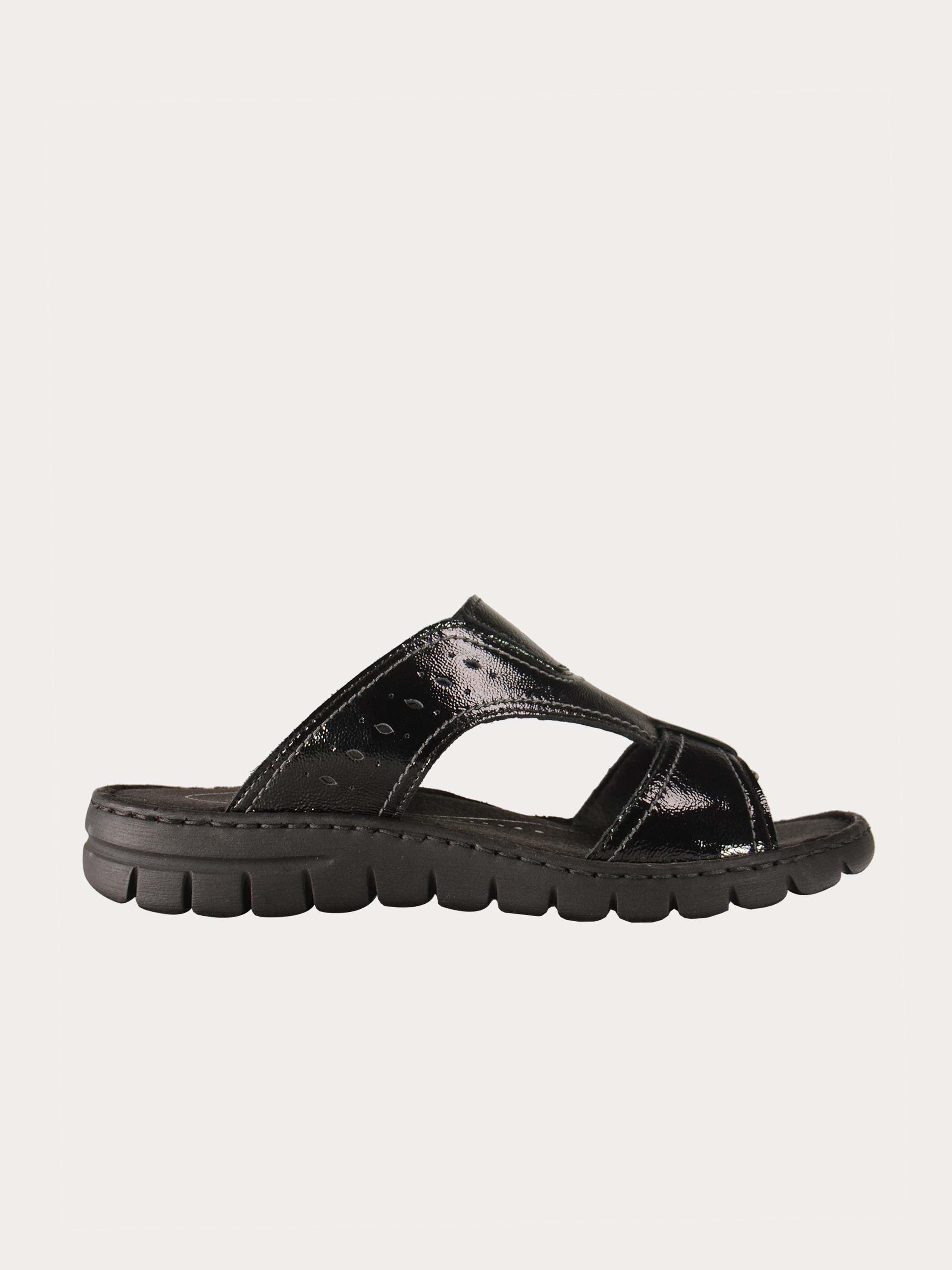 Josef Seibel Women Slider Leather Sandals #color_Black
