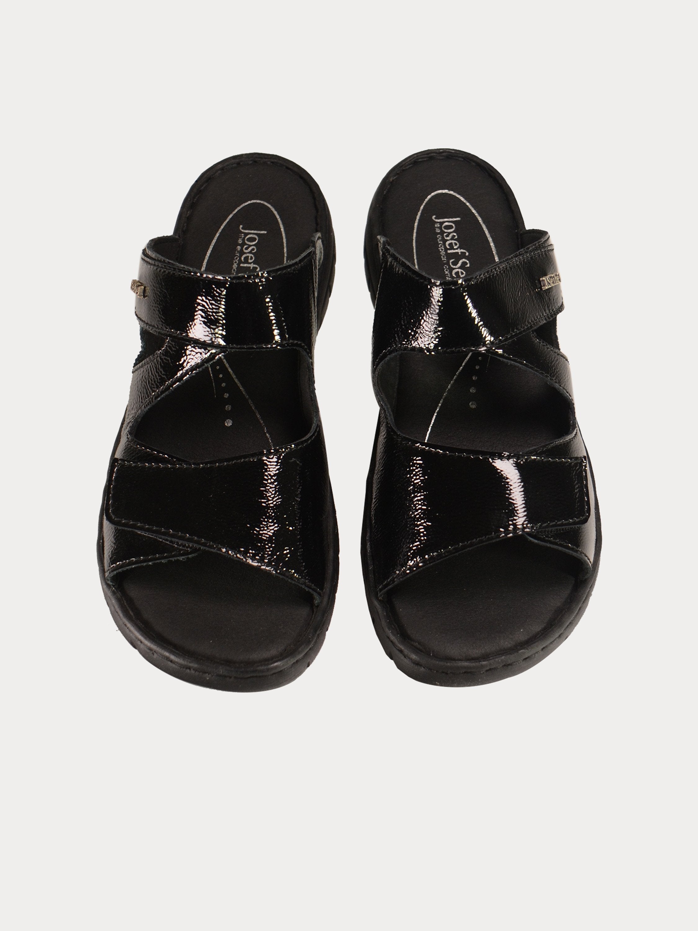 Josef Seibel Women Slider Patent Black Sandals #color_Black
