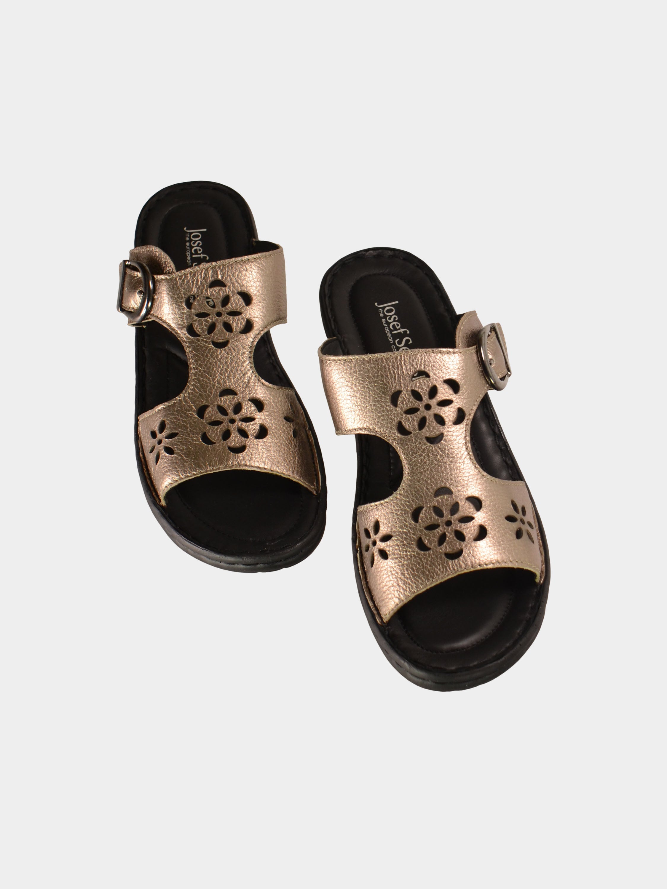 Josef Seibel Women Slider Sandals in Brown Leather #color_Brown