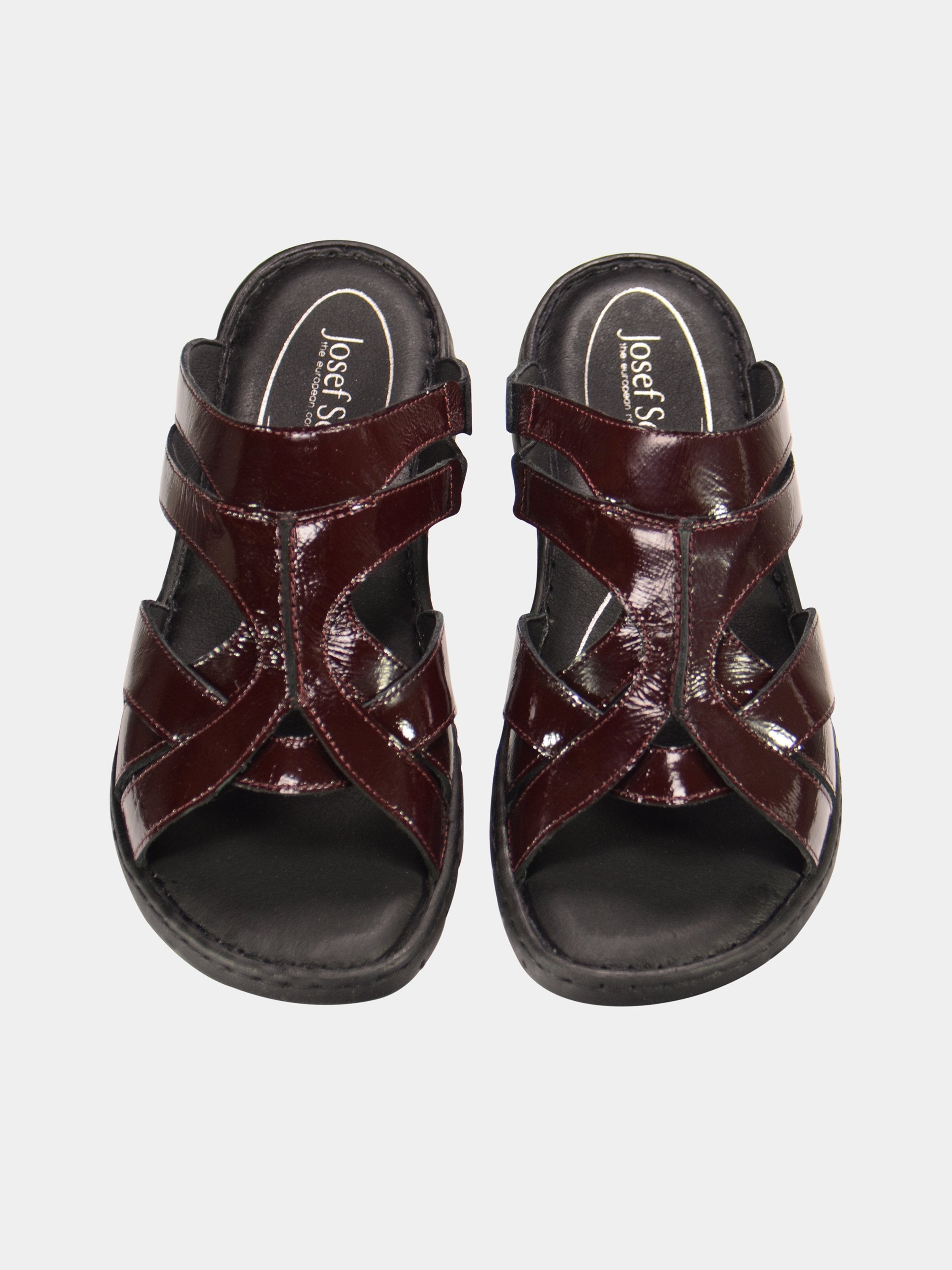 Josef Seibel Women's Patent Leather Slider Sandals #color_Maroon