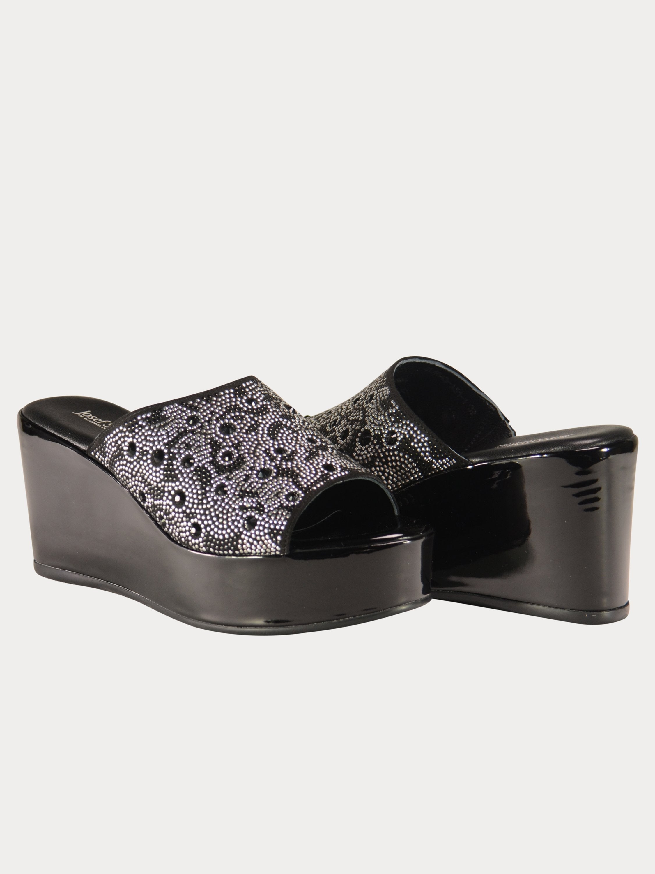 Josef Seibel Women's Platform Suede Sandals #color_Black